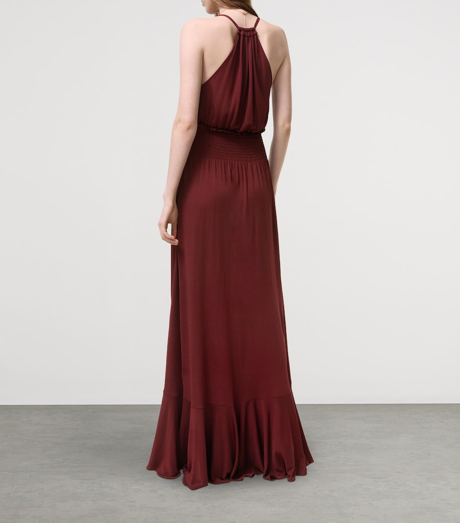 Burberry Womens Self-Tie Neckline Maxi Dress Ninebark Red Image 3