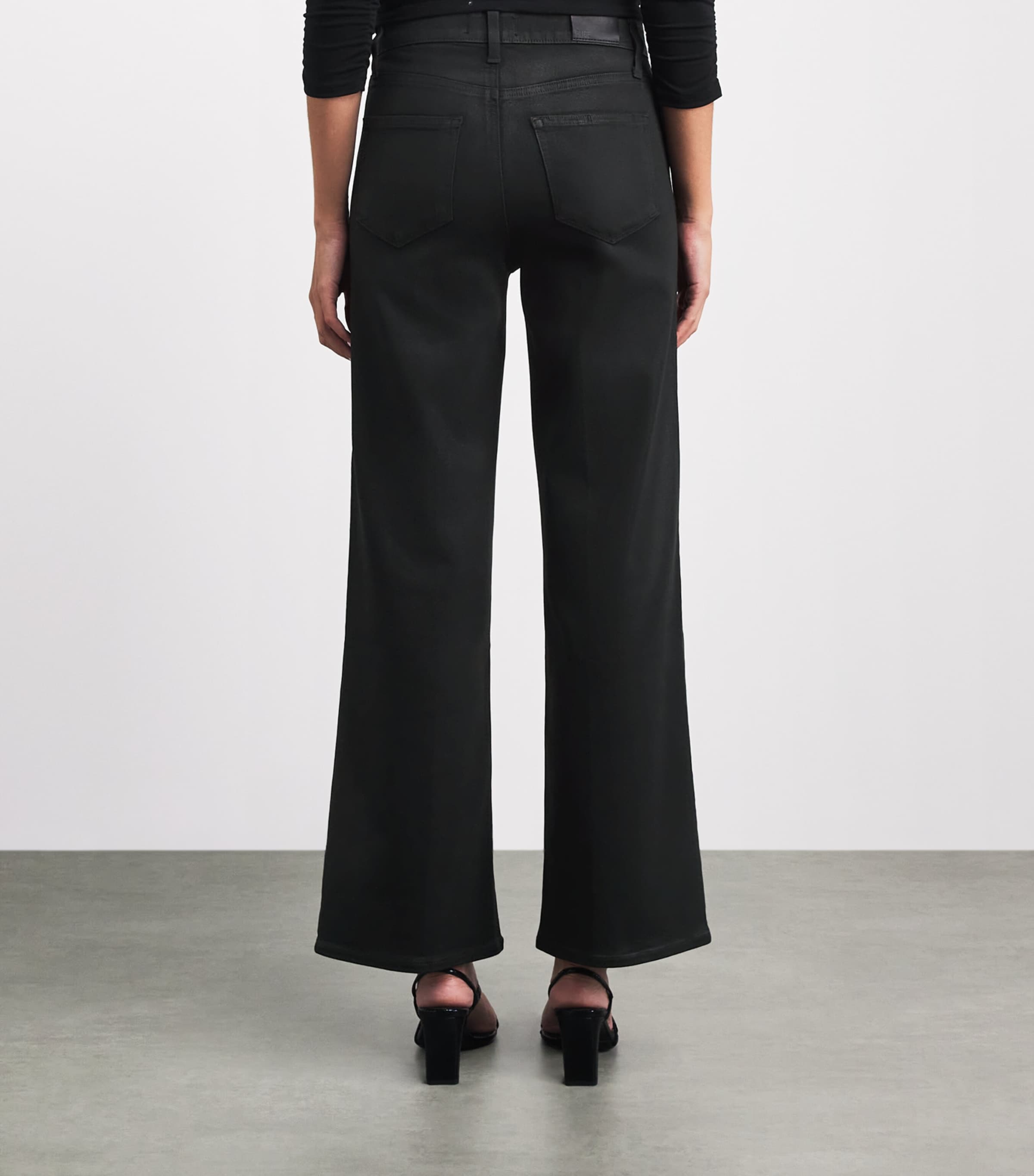 PAIGE Womens Anessa Wide-Leg Jeans Black Fog Lux Coatng Image 5