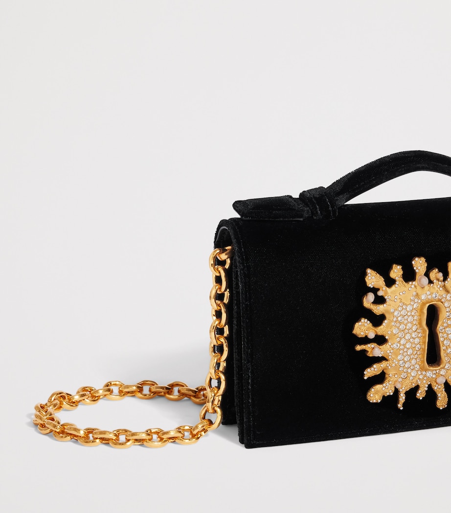 Schiaparelli Velvet Bijoux Clutch Bag Black Image 5