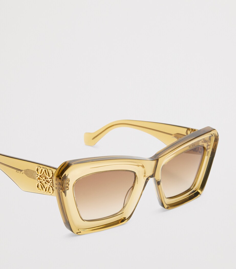 Bevelled Cat Eye Sunglasses TRANSPARENT OLIVE Image 4