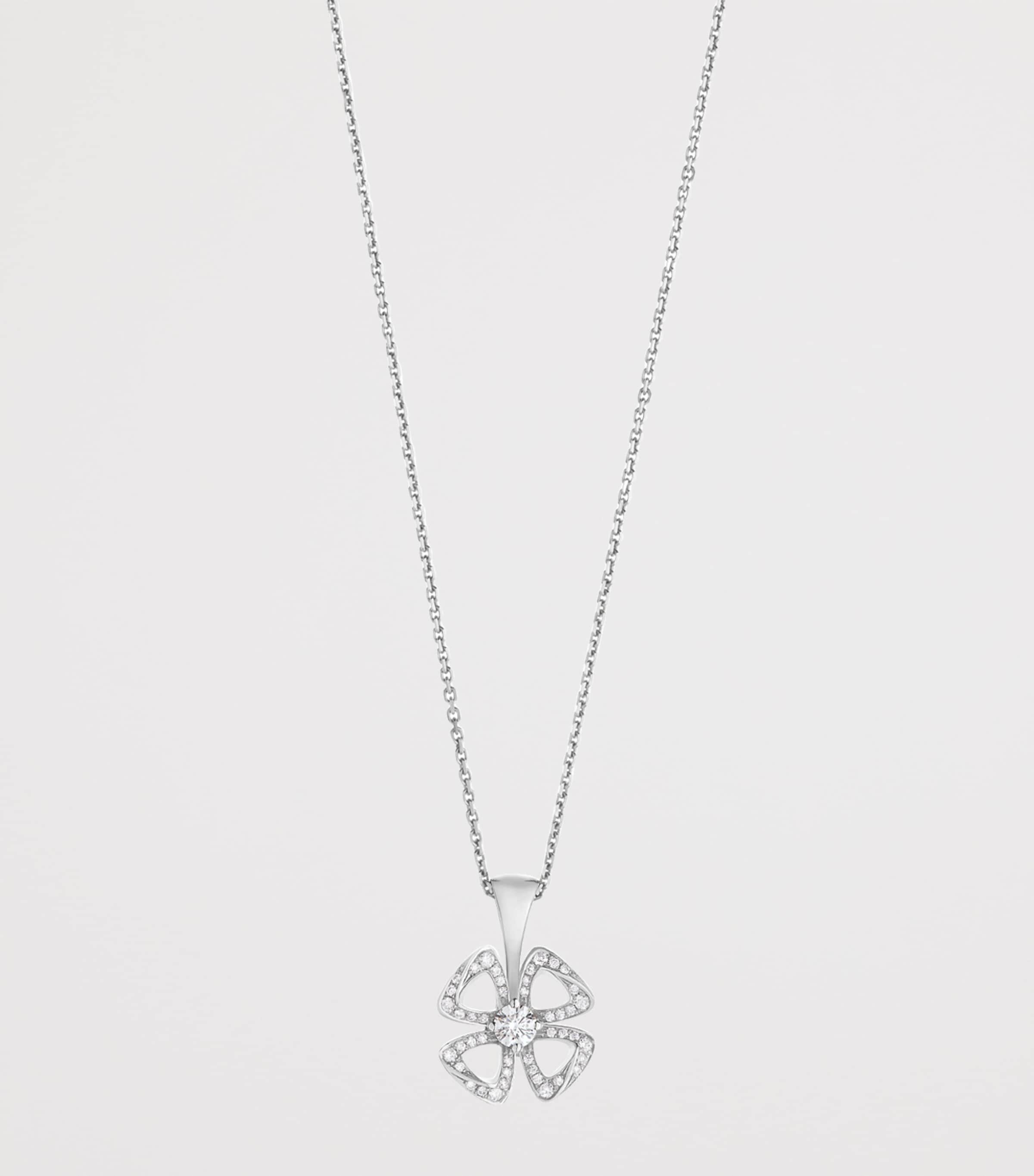White Gold and Diamond Fiorever Necklace WHITE GOLD Image 2