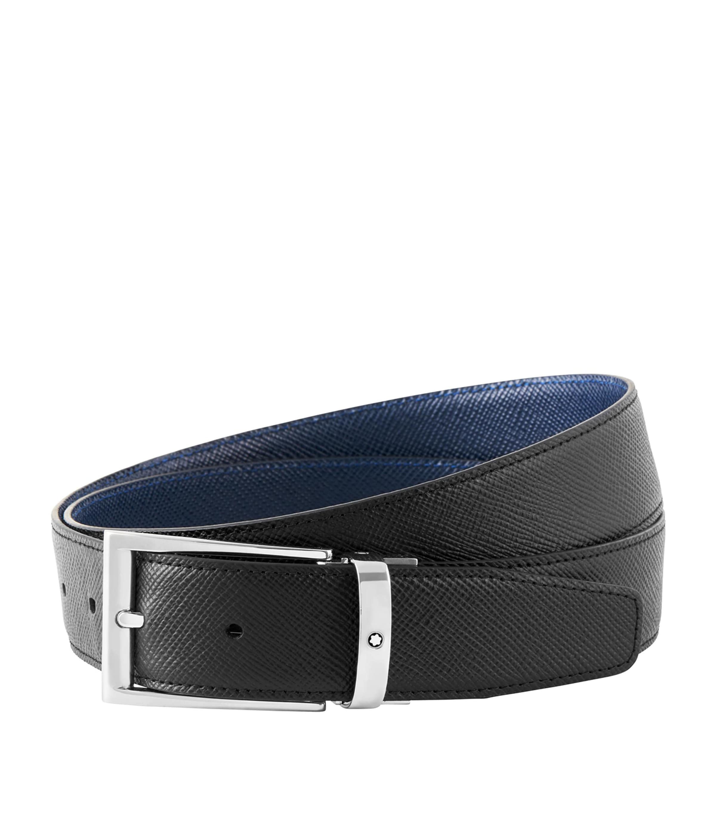 Montblanc Leather Reversible Belt In Black