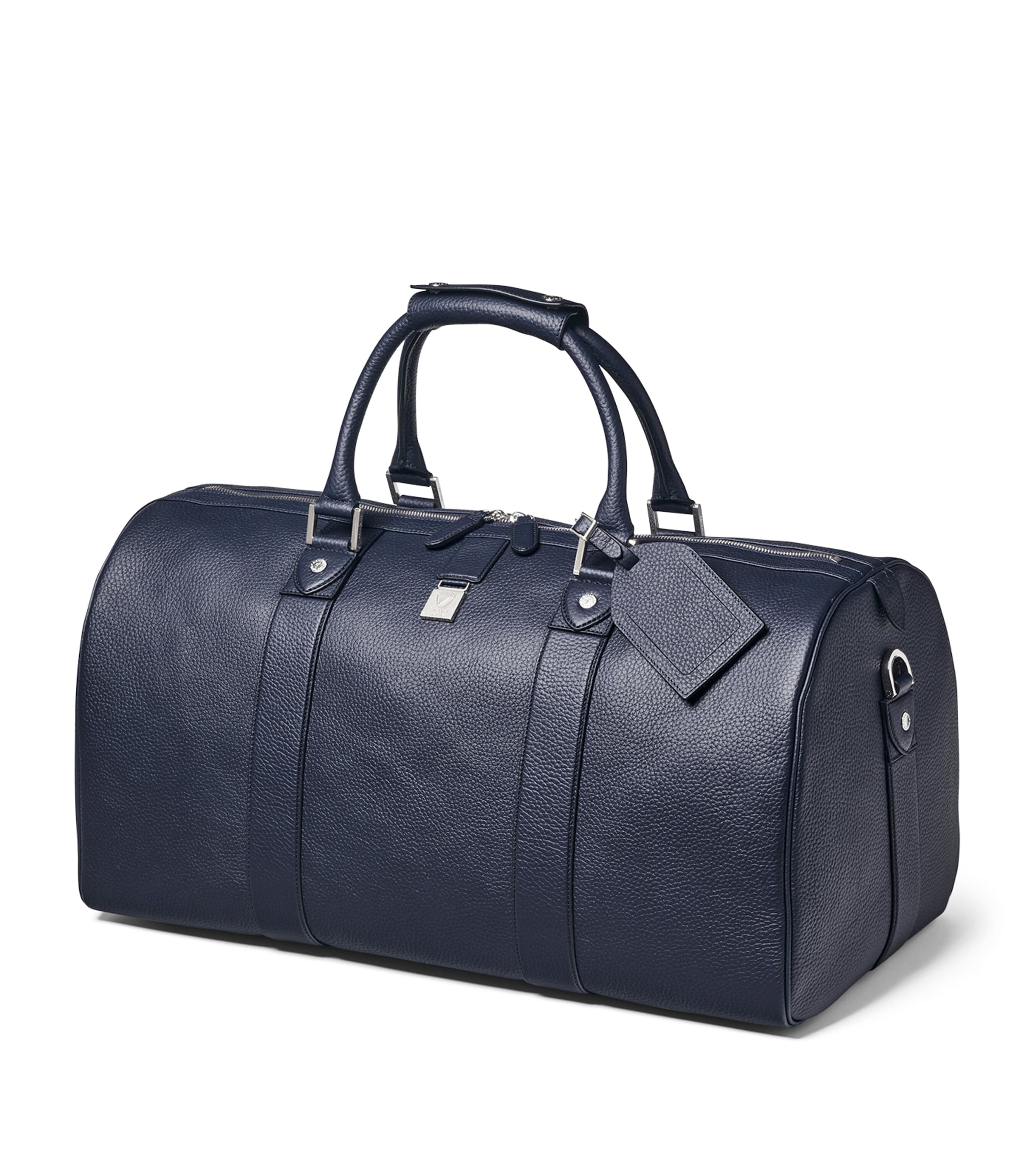 Leather Boston Holdall NAVY Image 3