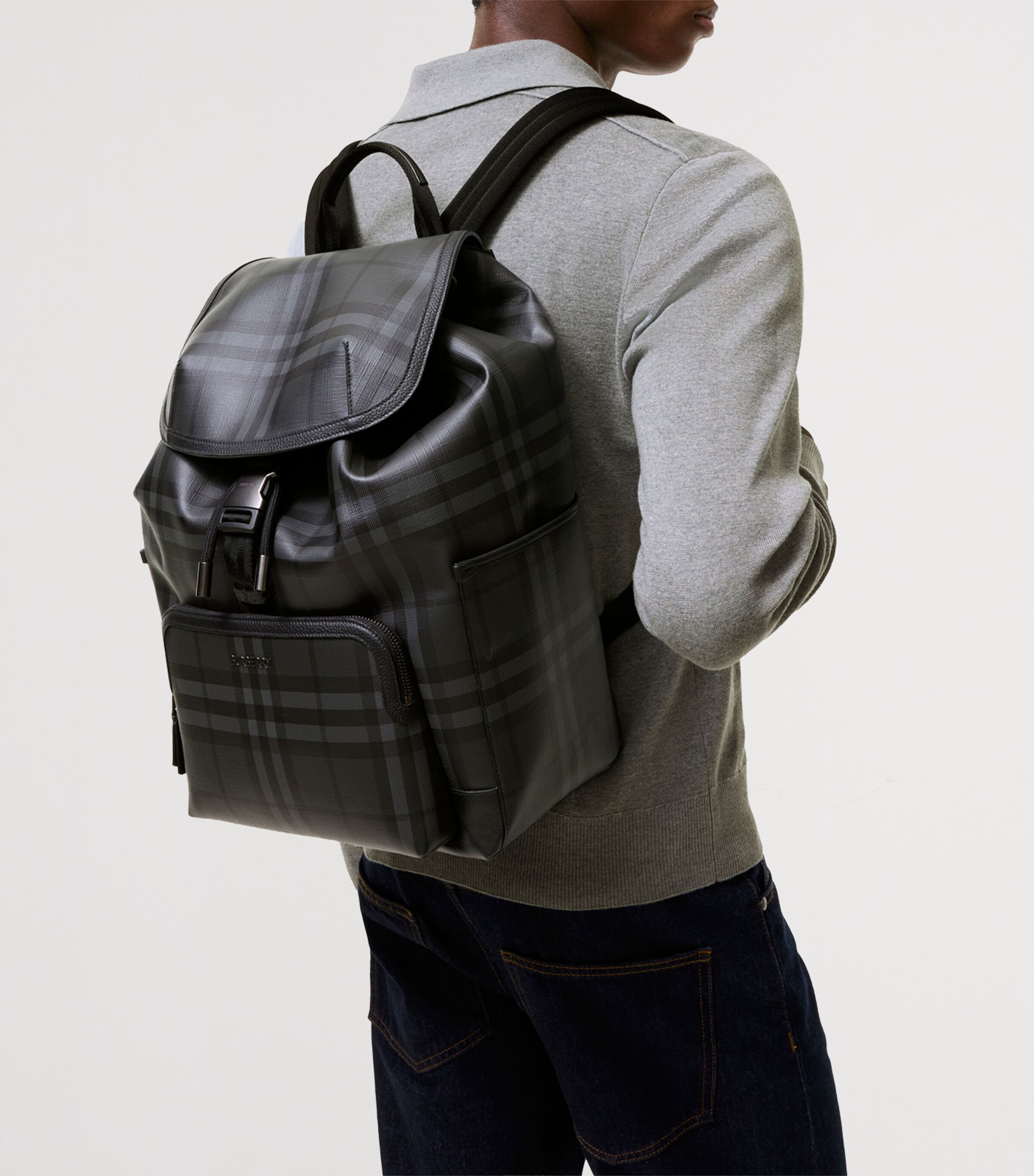 Burberry City Check Clip Backpack Iron Image 2
