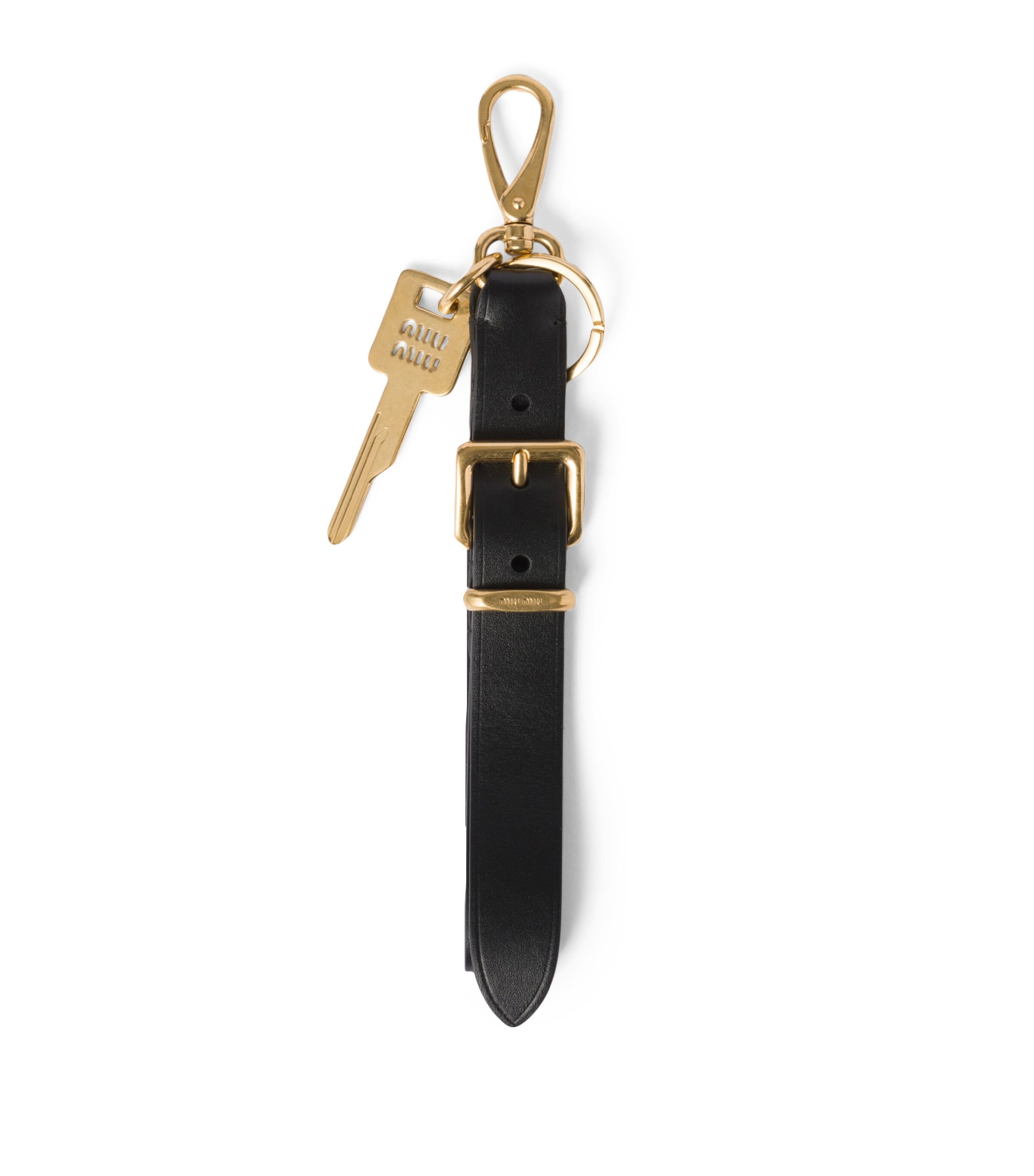 Miu Miu Black Leather Buckle Keyring | Harrods UK