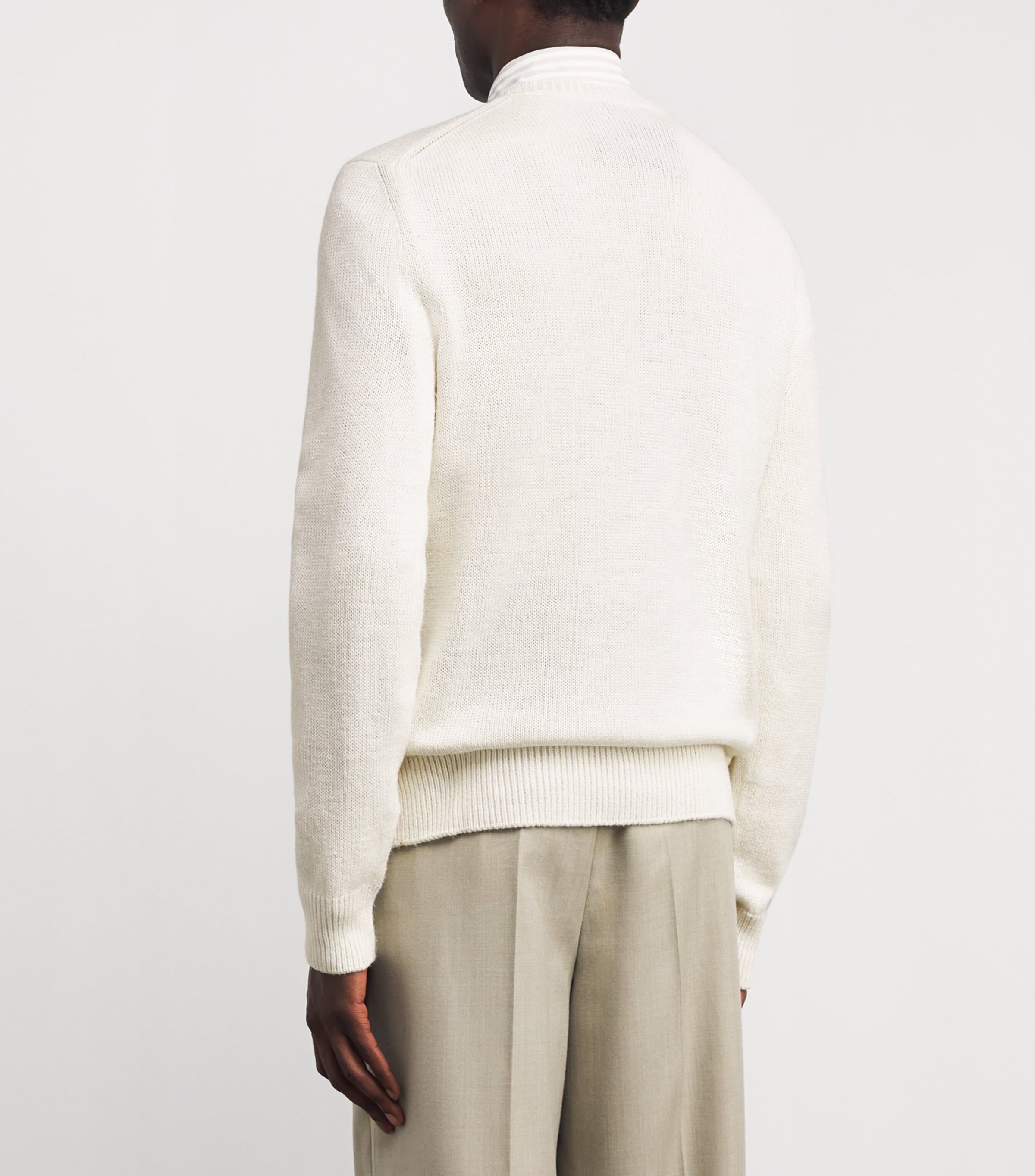 Ralph Lauren Purple Label Mens Silk-Linen Polo Bear Sweater Classic Cream Image 5