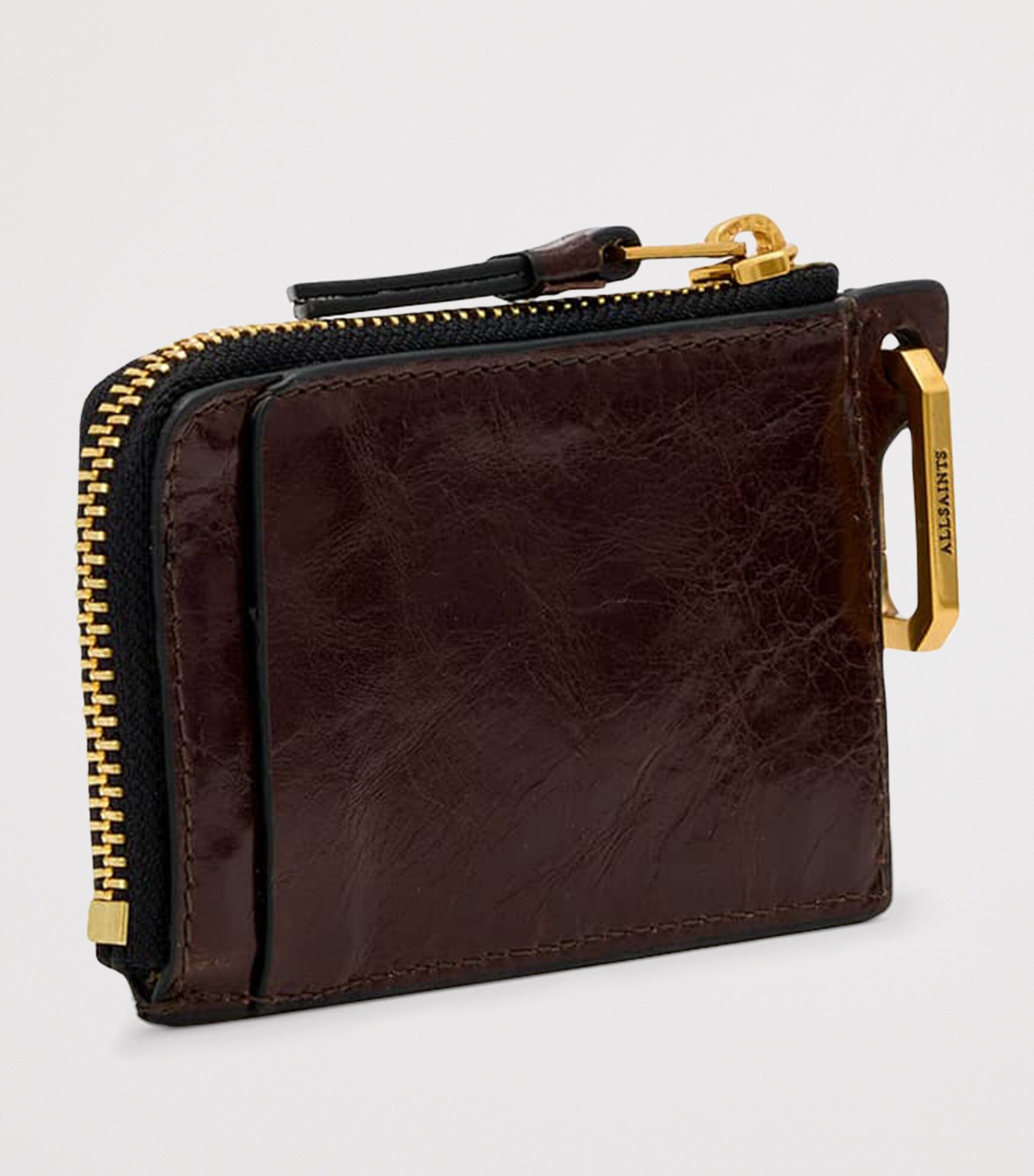 AllSaints Leather Remy Wallet Cognac Brown Image 5