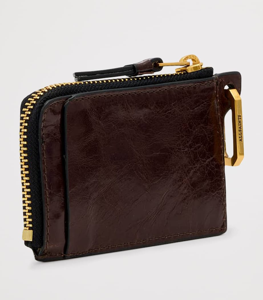 AllSaints Leather Remy Wallet Cognac Brown Image 5