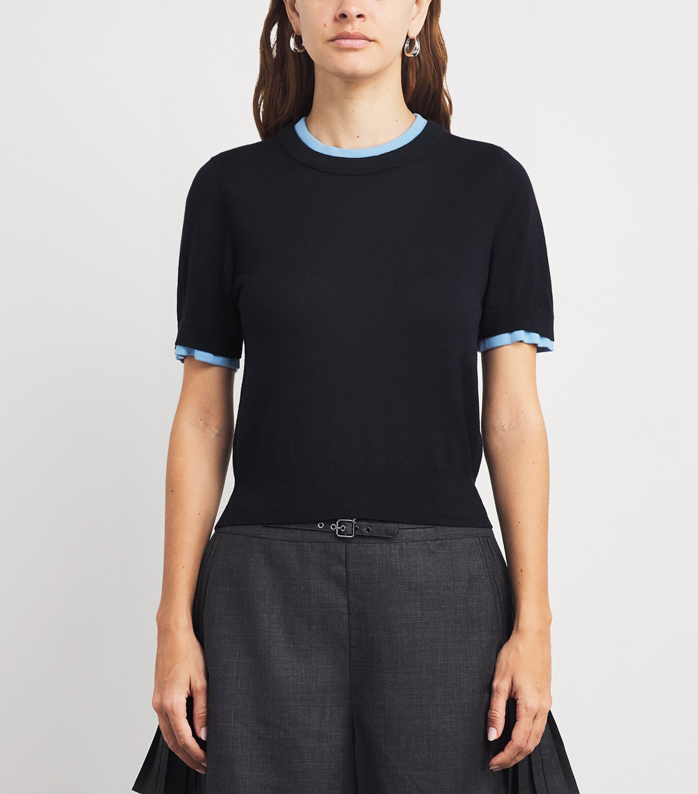 Wool Two-Tone Sweater NAVY BLUE Image 3