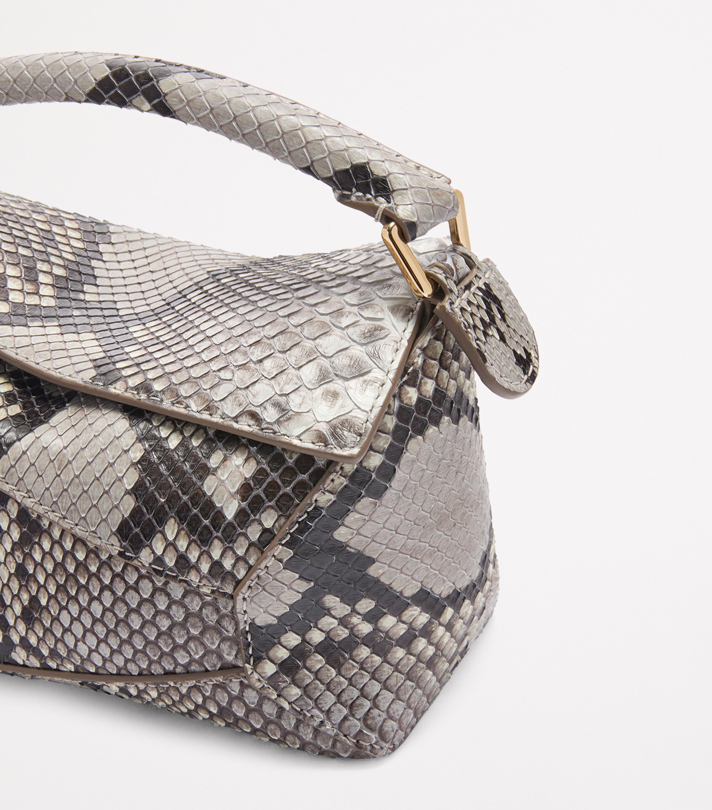 LOEWE Mini Snakeskin Puzzle Edge Top-Handle Bag Natural Image 7