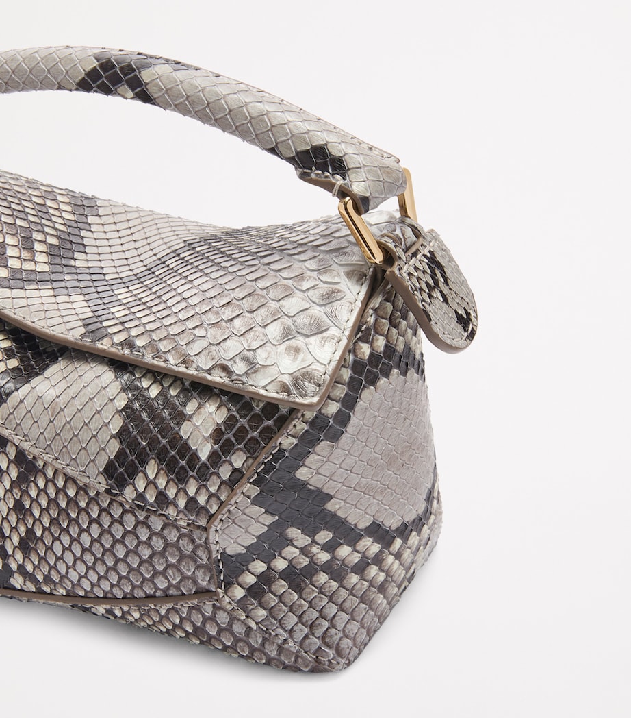 Mini Snakeskin Puzzle Edge Top-Handle Bag NATURAL Image 7