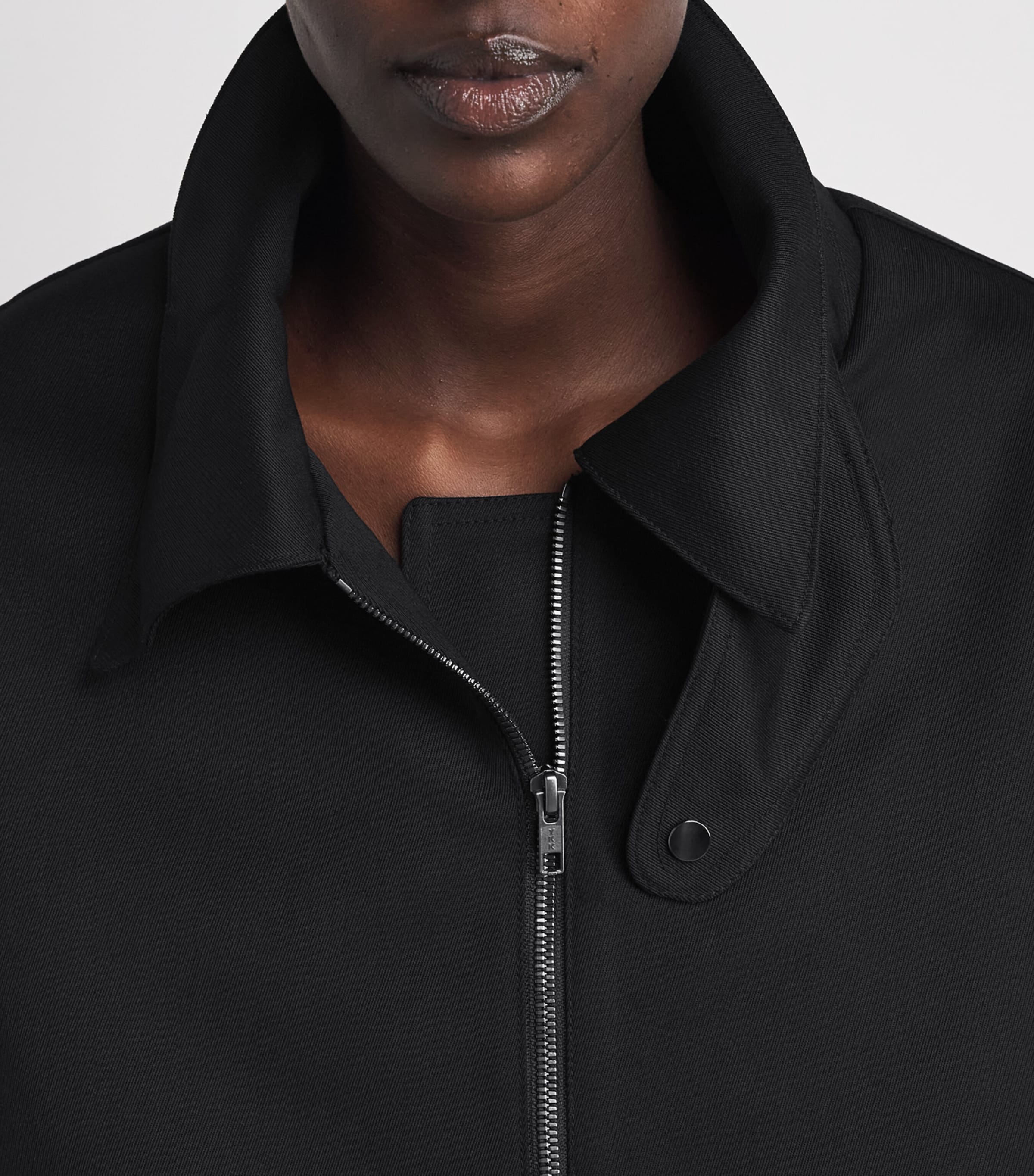 Birrot Womens Oversized Funnel-Neck Bomber Jacket Black Image 3