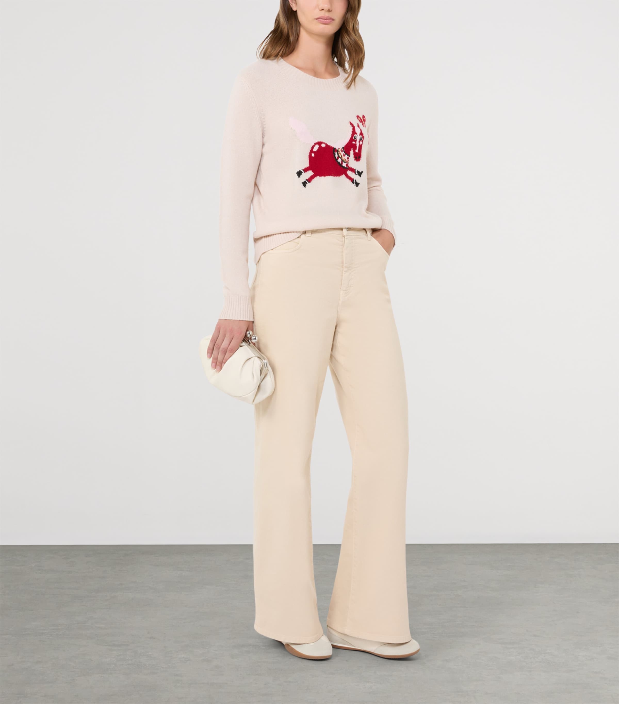 Weekend Max Mara Womens Stretch-Cotton Mid-Rise Wide-Leg Jeans Sand Image 2