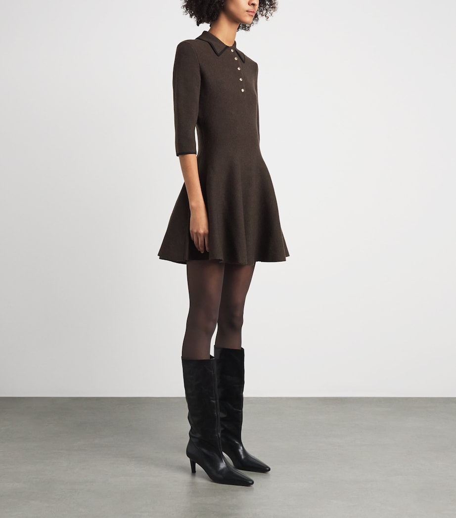 Maje Womens Knit Mini Dress Dark Brown Image 4