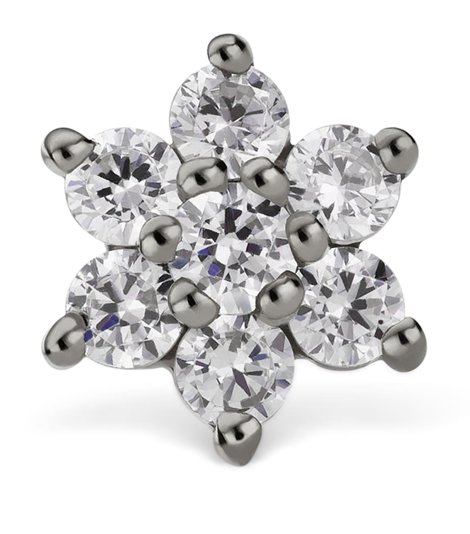 White Gold and Diamond Flower Threaded Stud Earring (5.5mm) WHITE GOLD Image 3