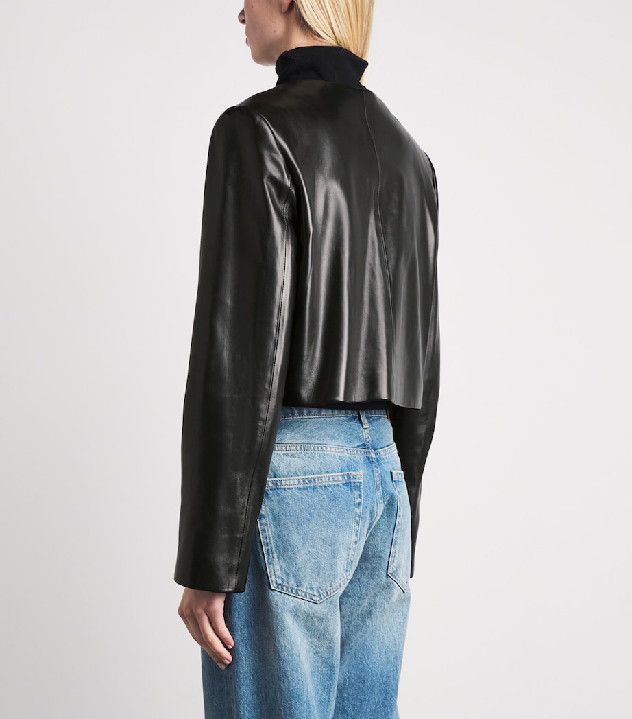 Brandon Maxwell Womens Ryder Leather Jacket Black Image 5