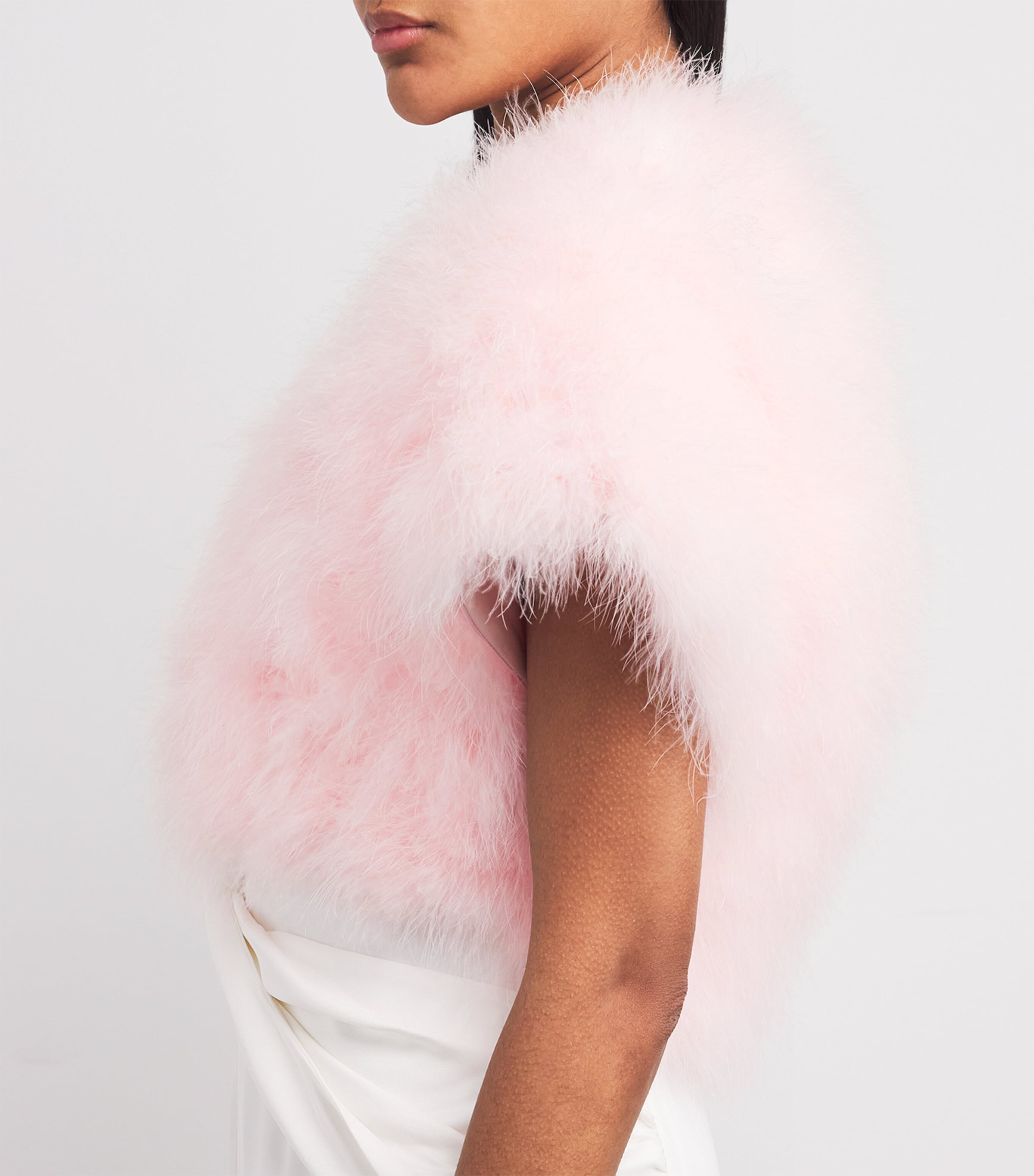 Yves Salomon Pink Feather Bolero Jacket | Harrods UK
