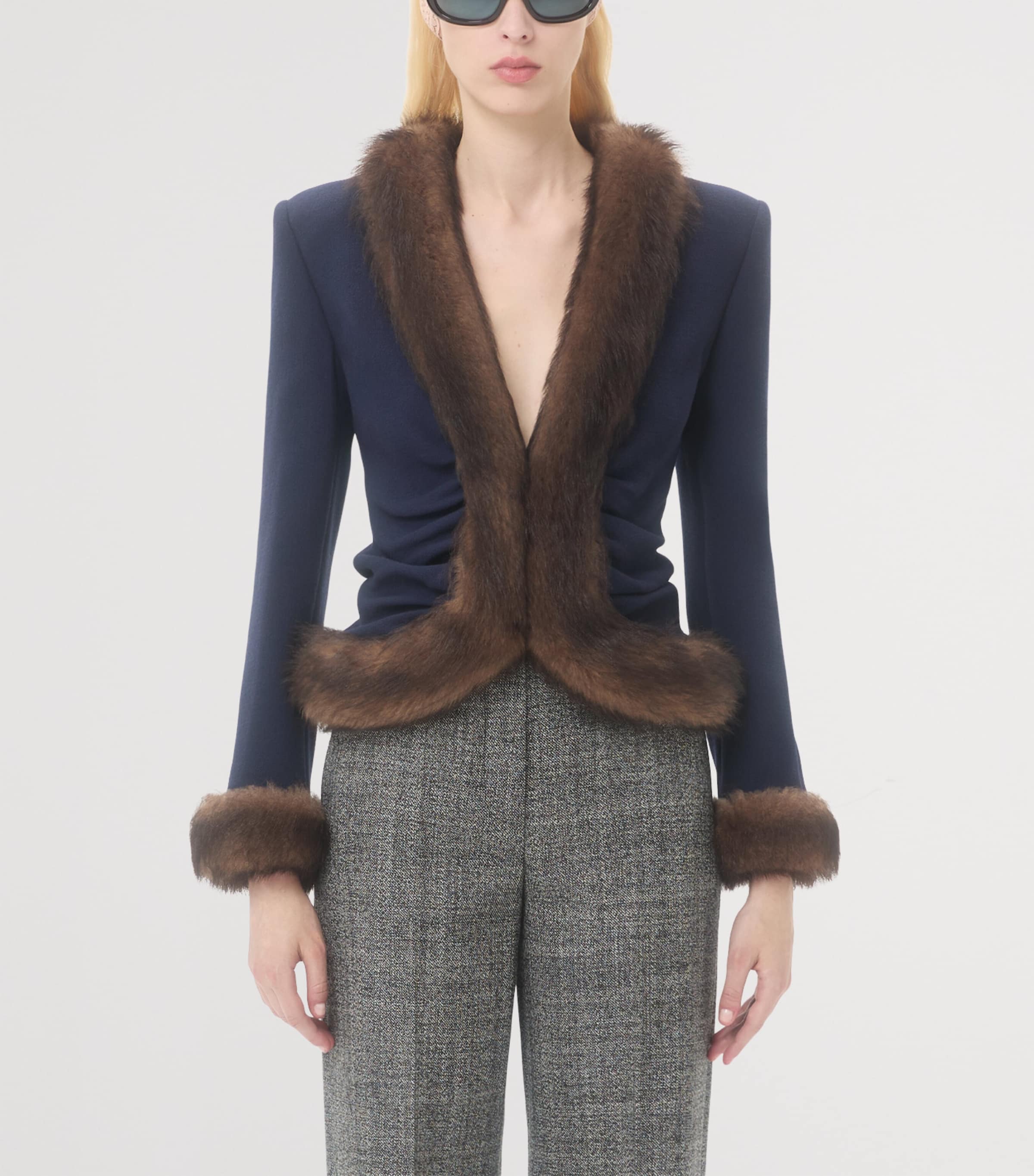 Faux Fur-Trim Blazer D51 Image 3