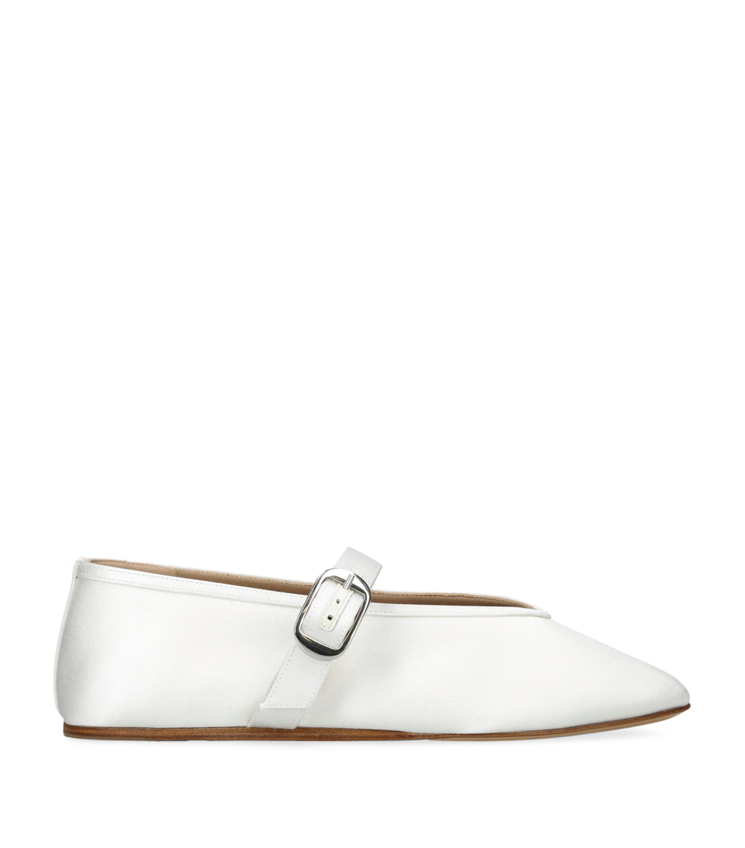 Shop Le Monde Beryl Satin Stella Flats In White