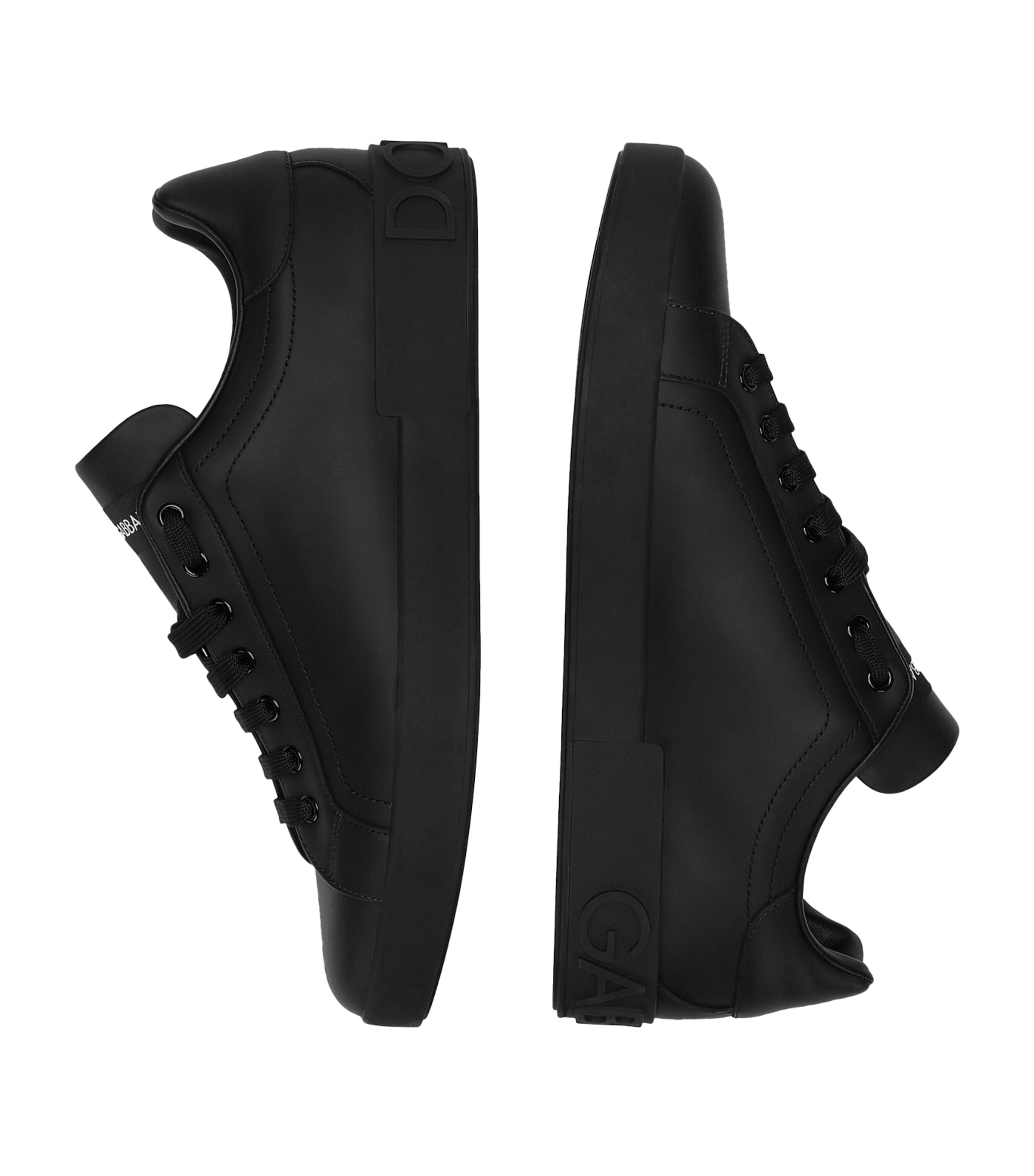 Leather Logo Sneakers 80999-BLACK Image 3