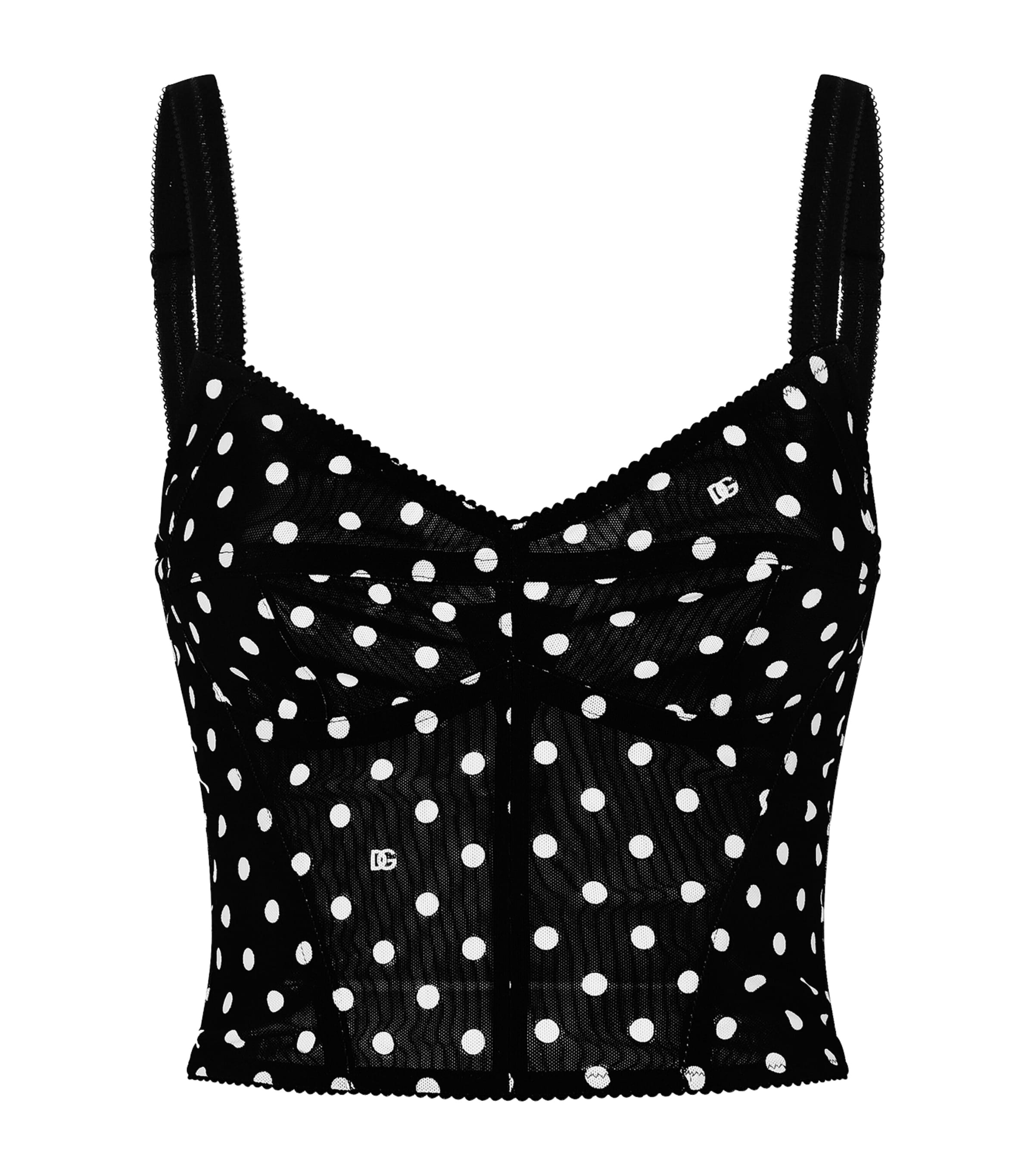 Dolce & Gabbana Polka-dot Bustier Top In Black