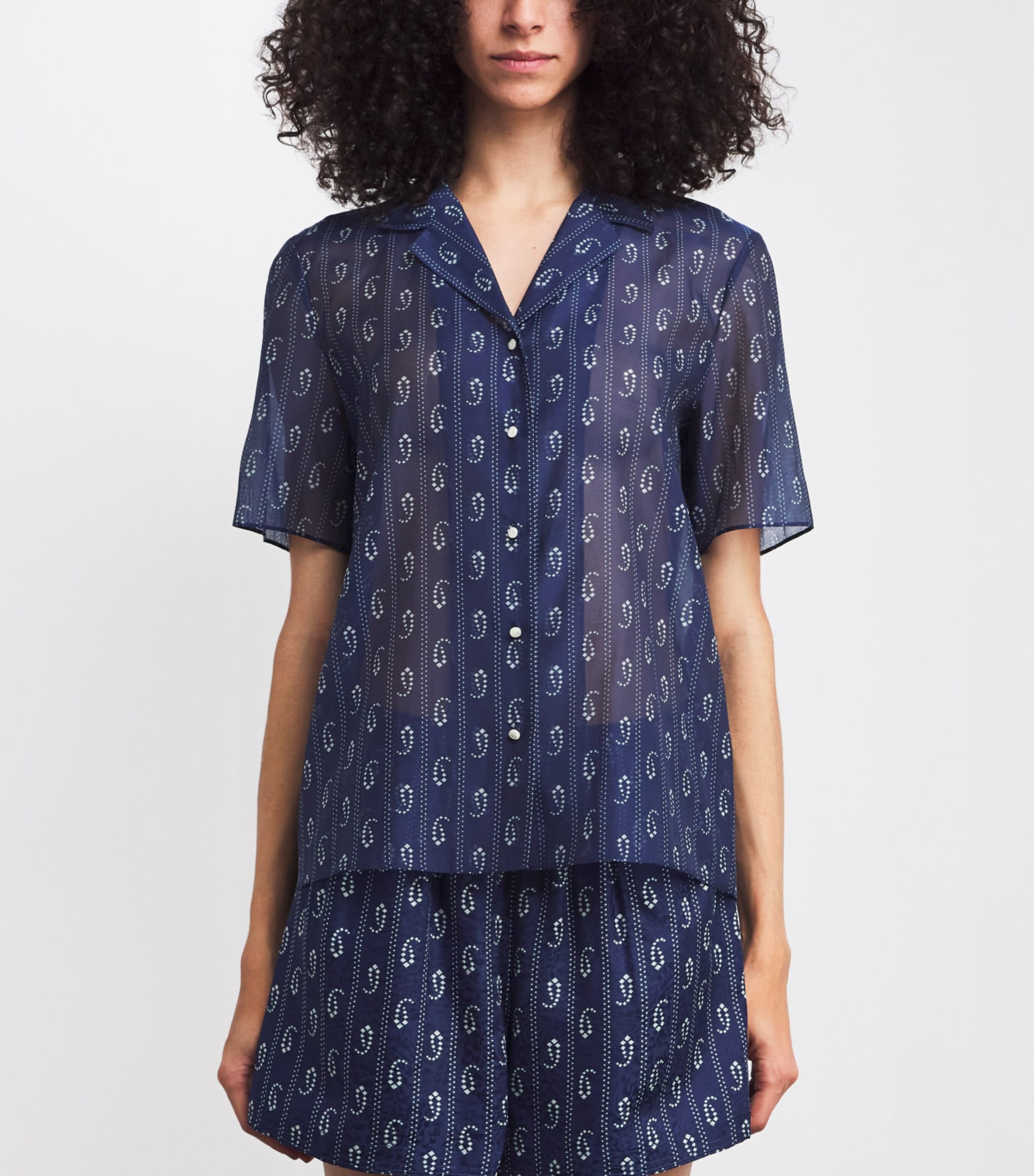 Cotton-Silk Paisley Camp Shirt 401 BLUE PAISLEY Image 3