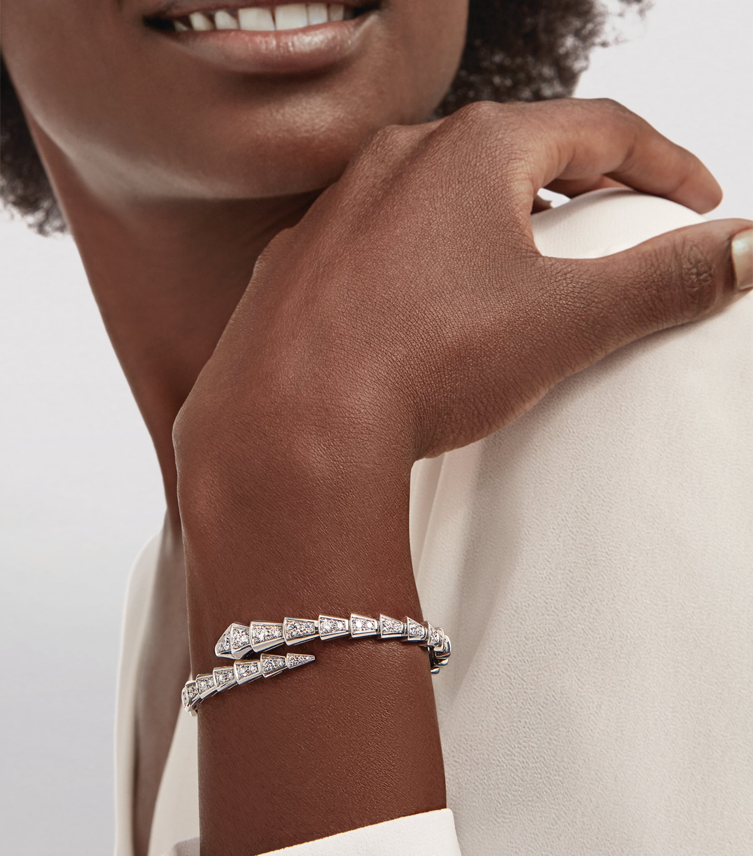 Medium White Gold and Diamond Serpenti Viper Bracelet WHITE GOLD Image 4