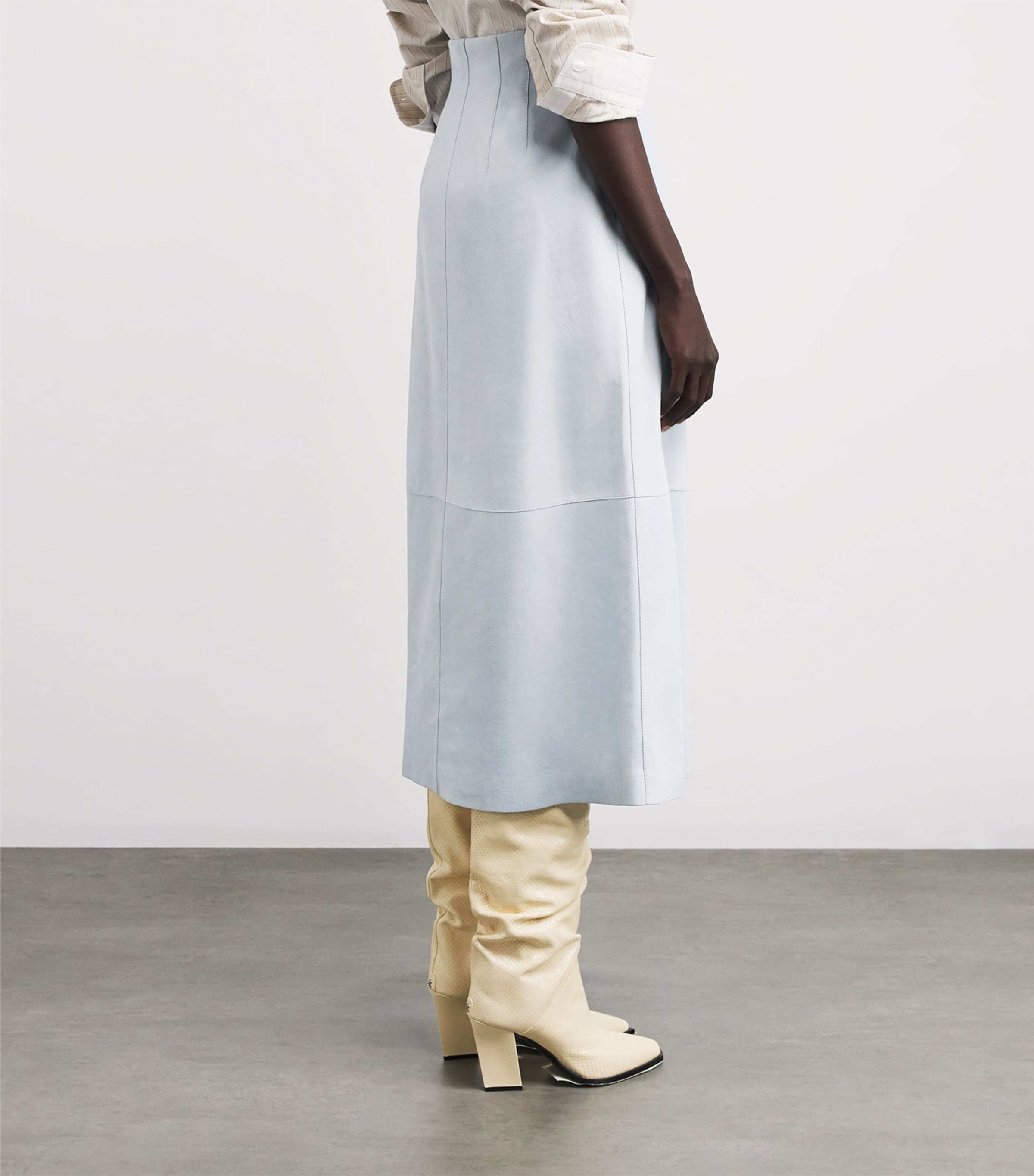 Suede A-Line Midi Skirt GLACIER BLUE Image 4