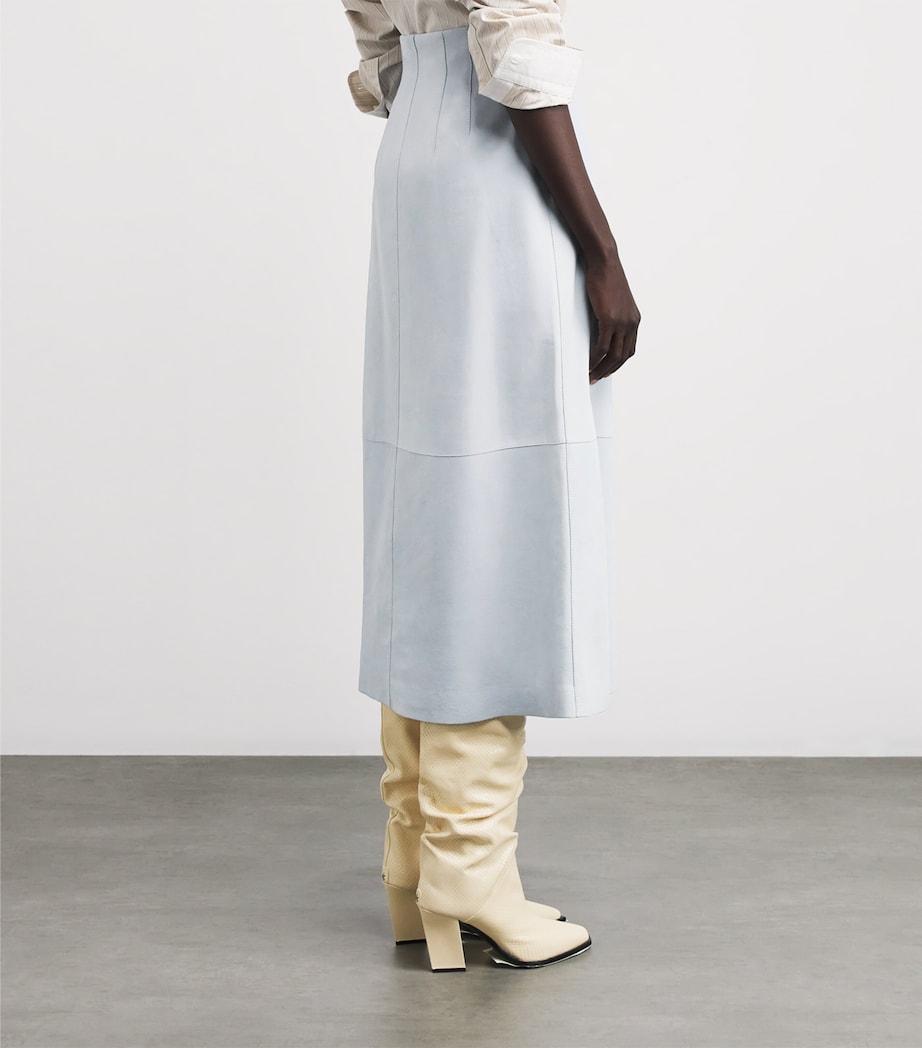 Suede A-Line Midi Skirt GLACIER BLUE Image 4