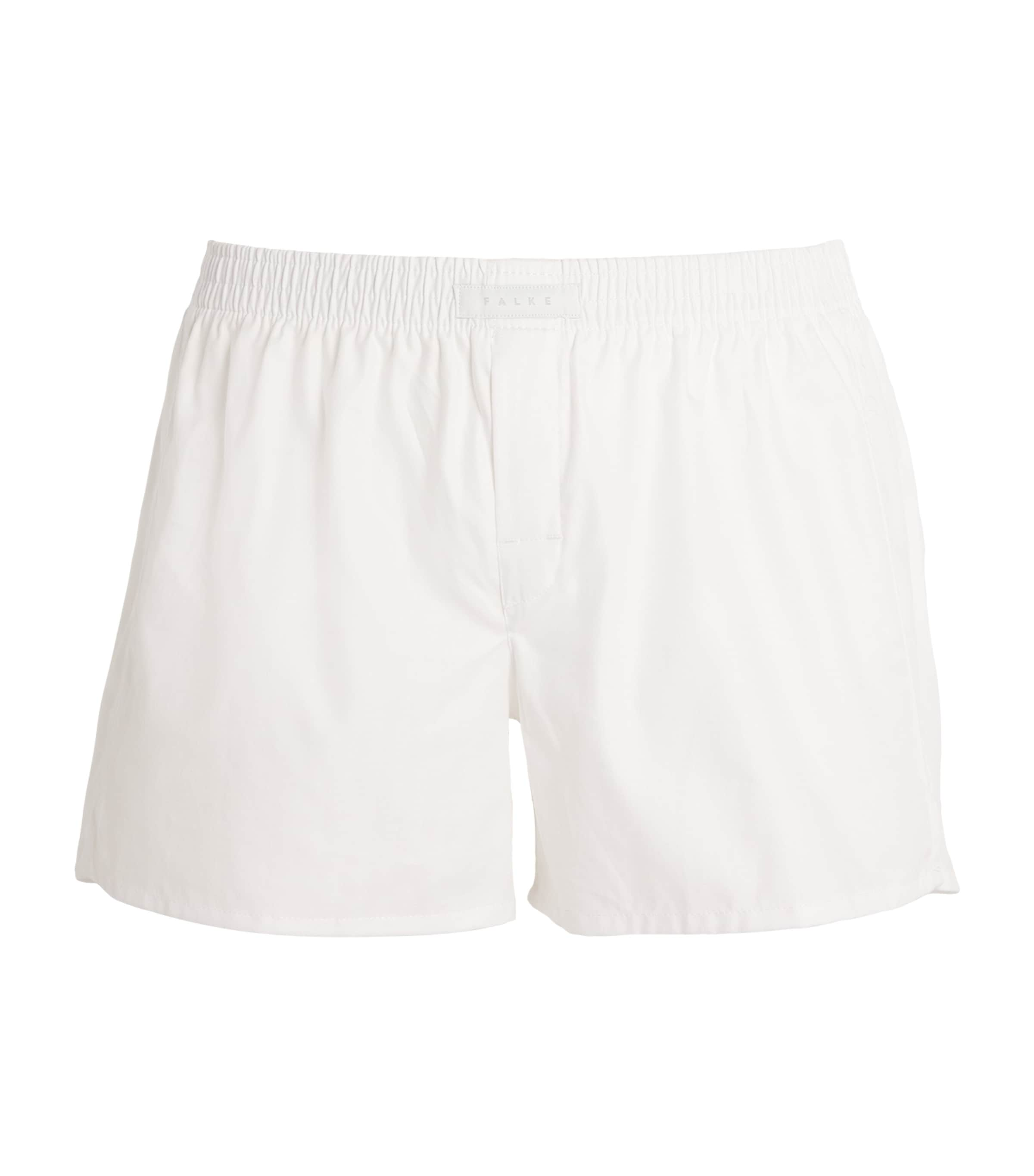 Shop Falke Cotton Boxer Shorts In White