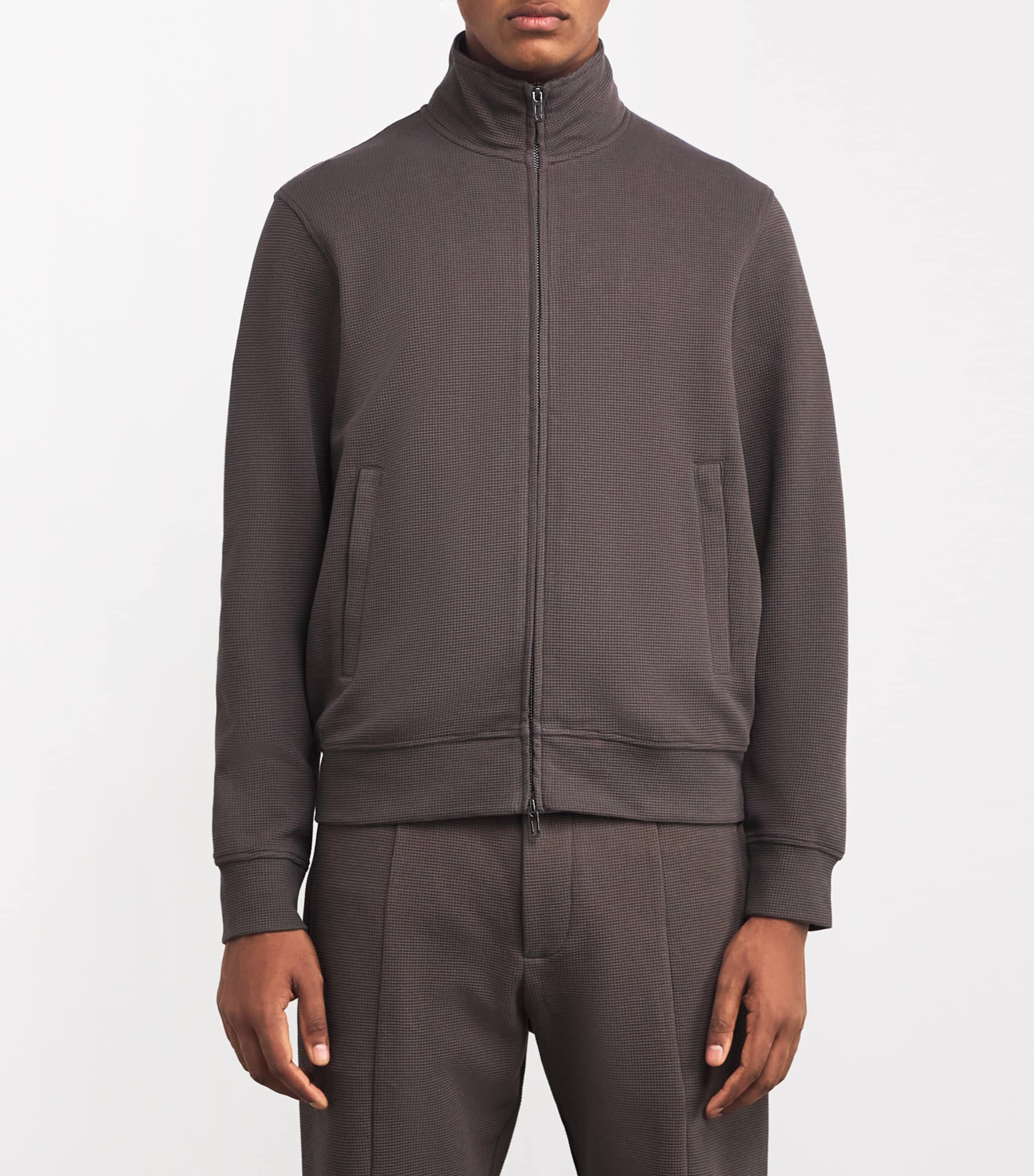 パーカー・フーディ GIORGIO ARMANI TECHNICAL WAFFLE MESH TRACK SWEATSHIRT High Performance FR Waffle Cut Hoodie - Black and Hi-Vis