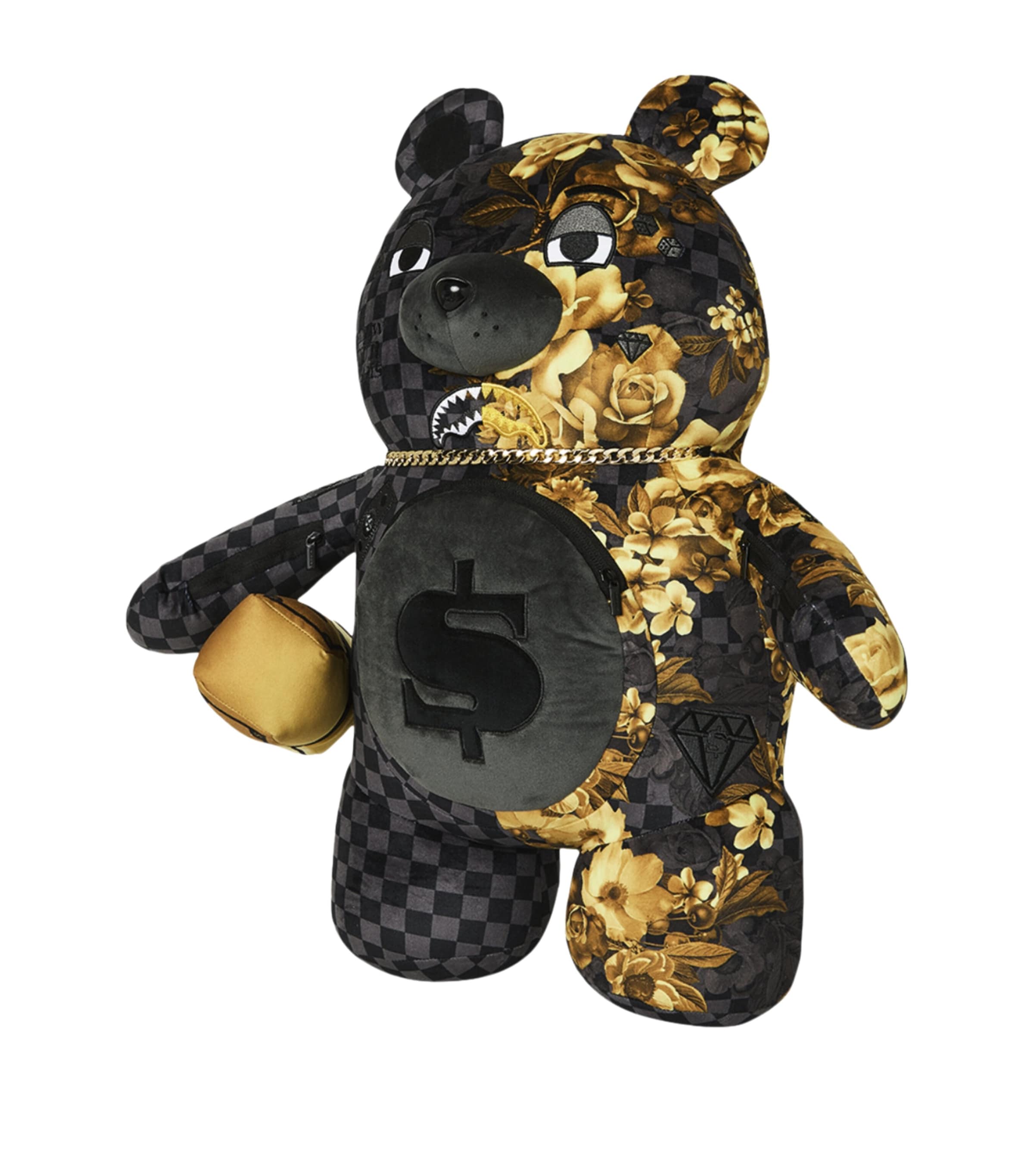 Sprayground Floral Remix Moneybear Backpack Gold Floral Remix Image 3