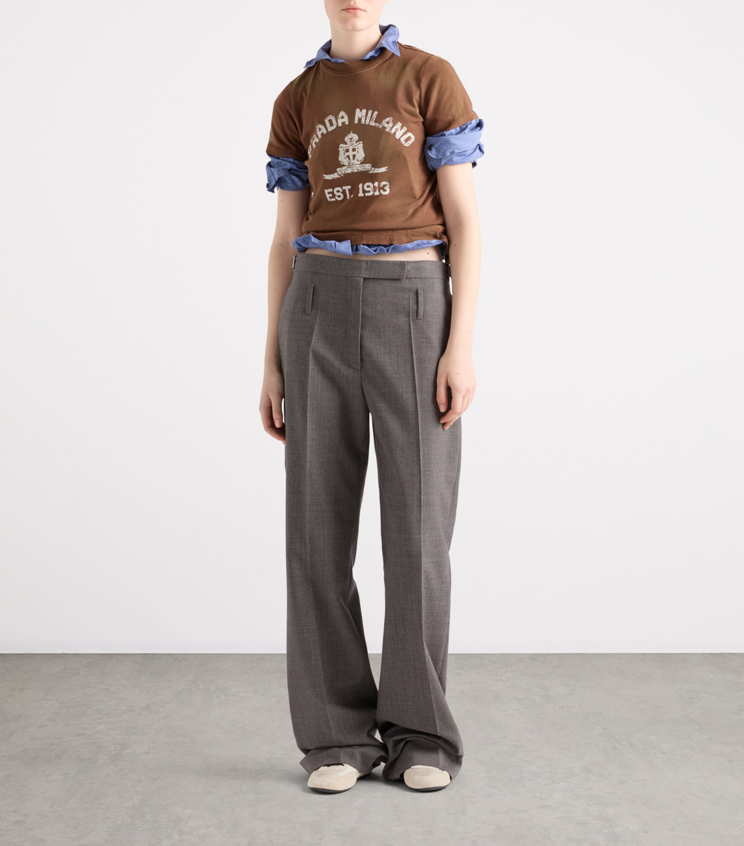 Prada Womens Cotton Printed T-Shirt Image 1