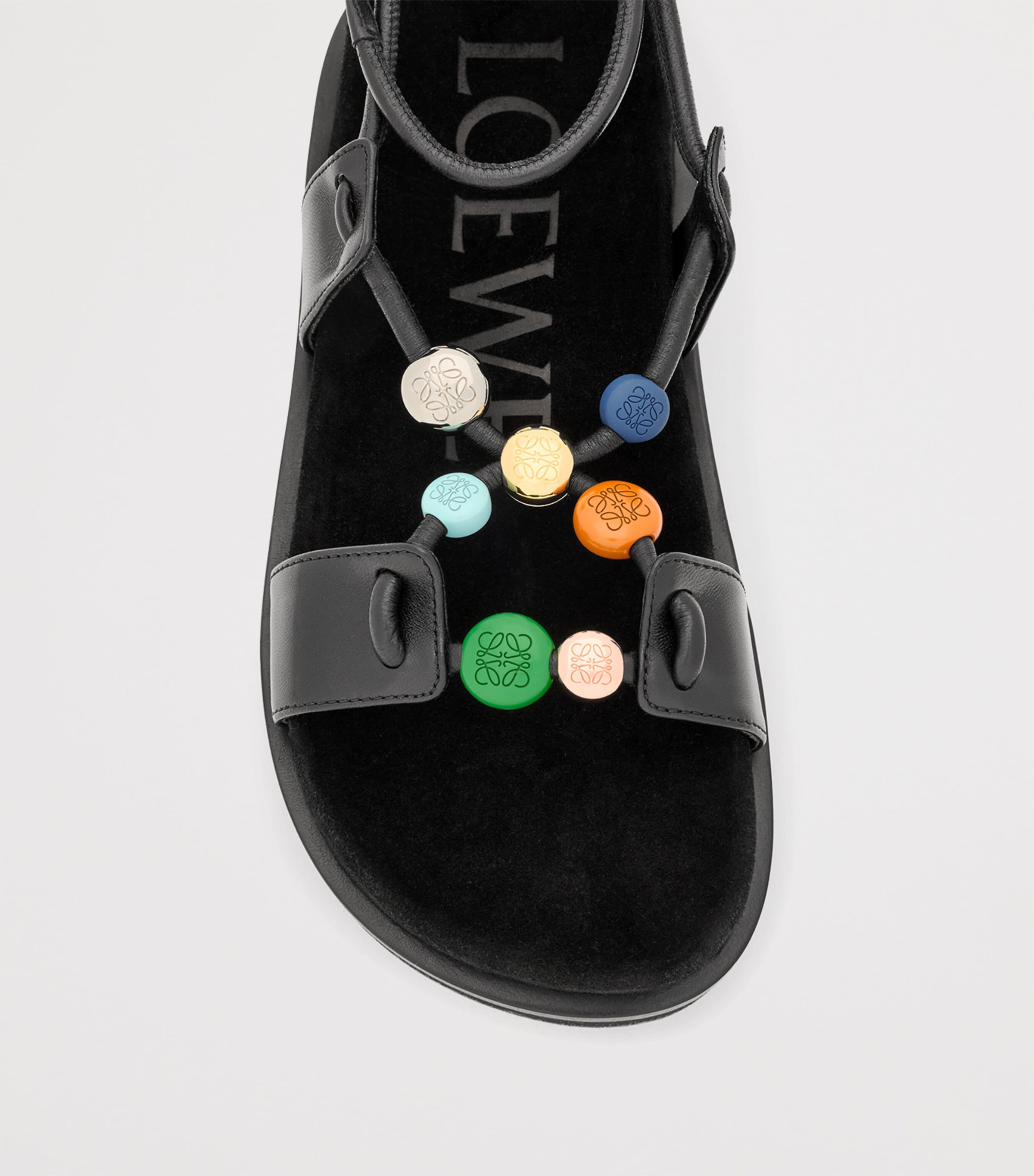 LOEWE x Paula's Ibiza Leather Beaded Pebble Sandals Black Image 6