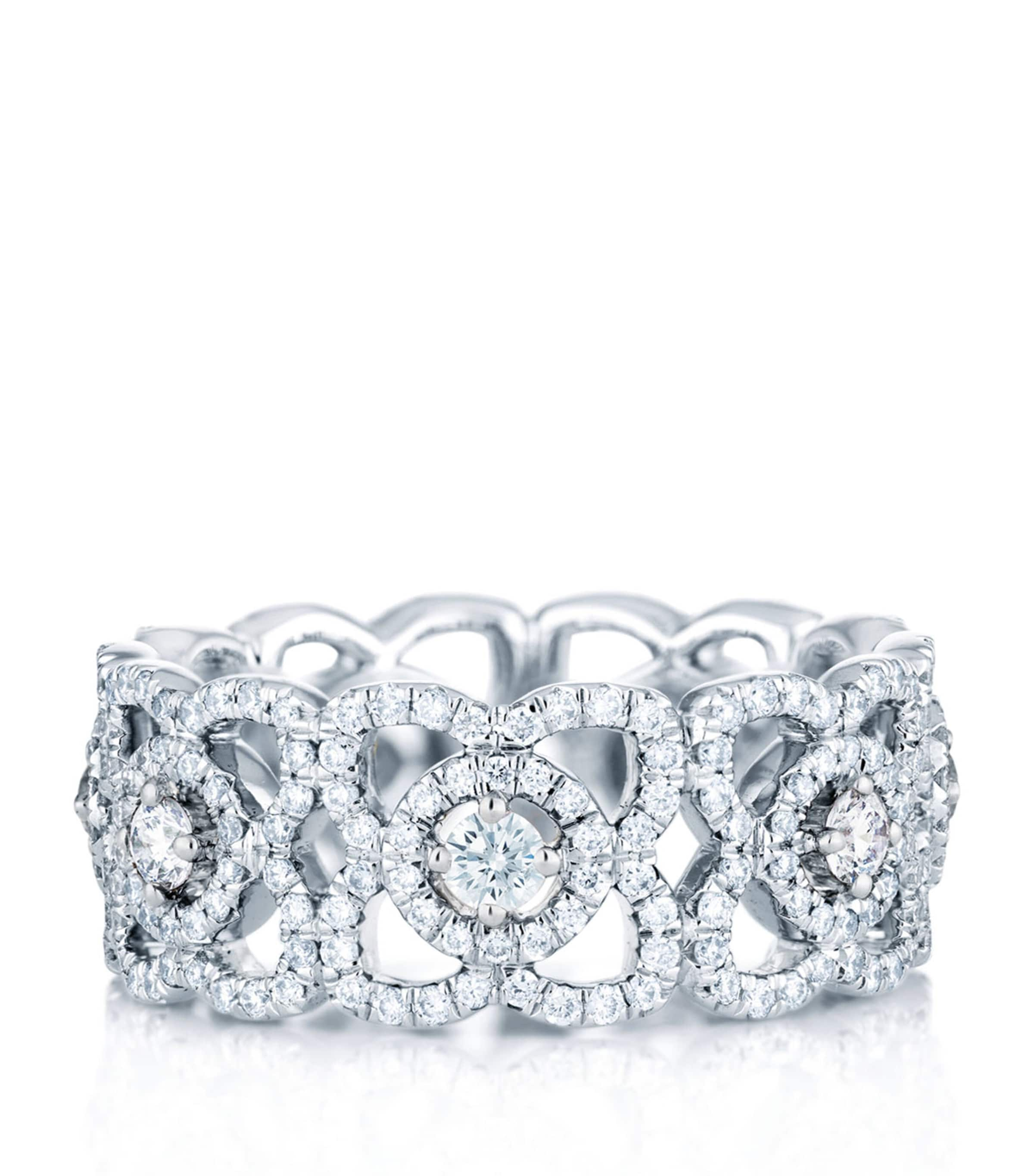 Shop De Beers White Gold Enchanted Lotus Band In Silver