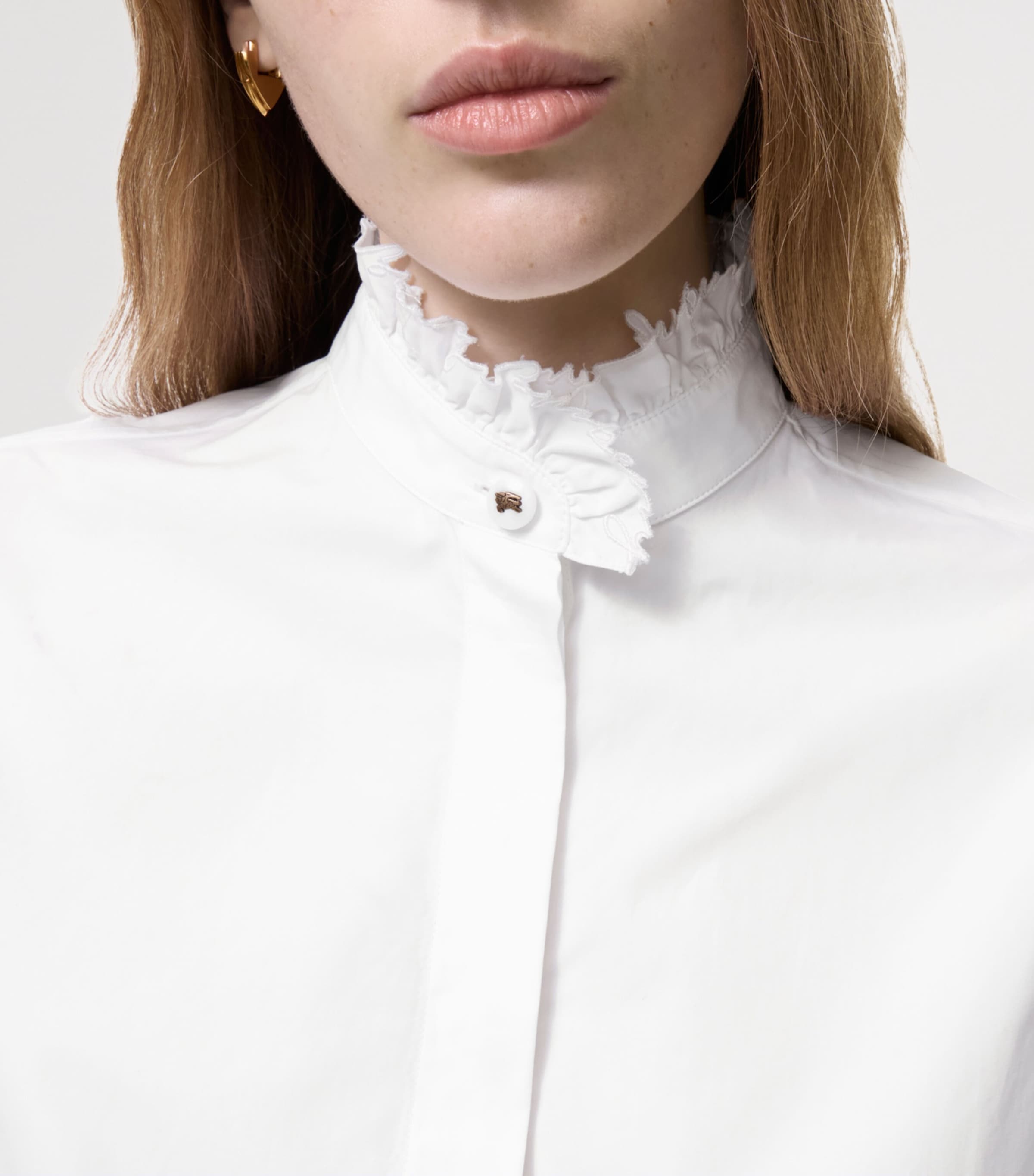 Burberry Womens Cotton Poplin Ruffle Shirt Optic White Image 3