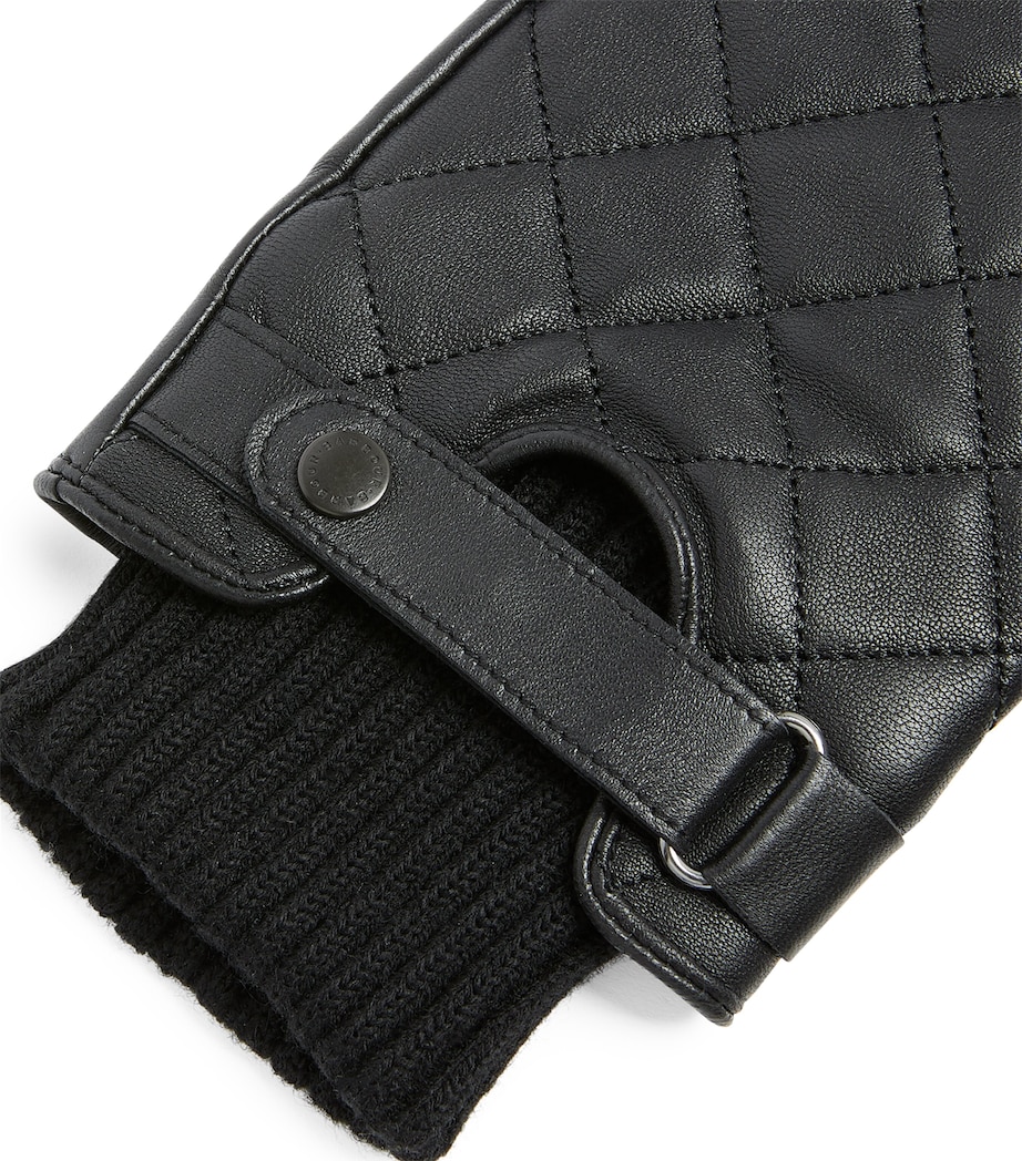 Barbour Quilted Leather Gloves Black Image 2