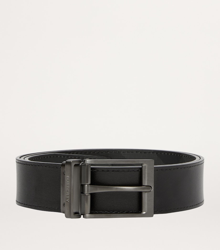 Leather and Check Reversible Belt CHARCOAL/GRAPHITE Image 8