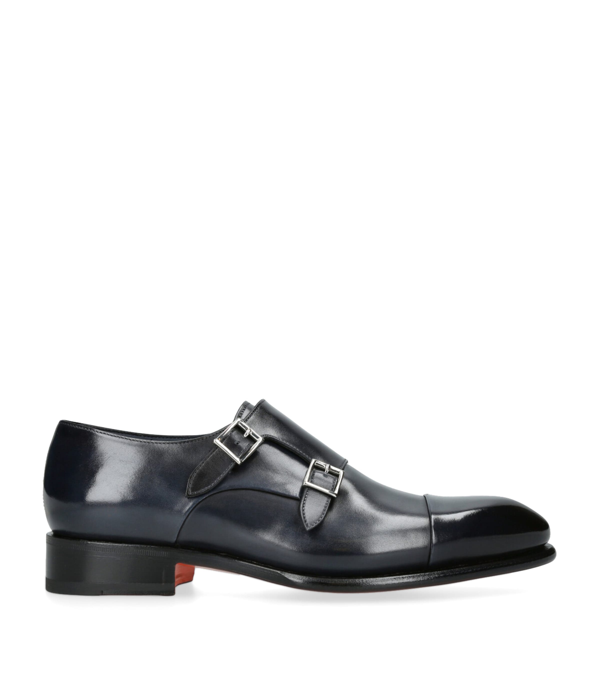 Santoni Man Loafers Lead Size 8.5 Leather In Navy