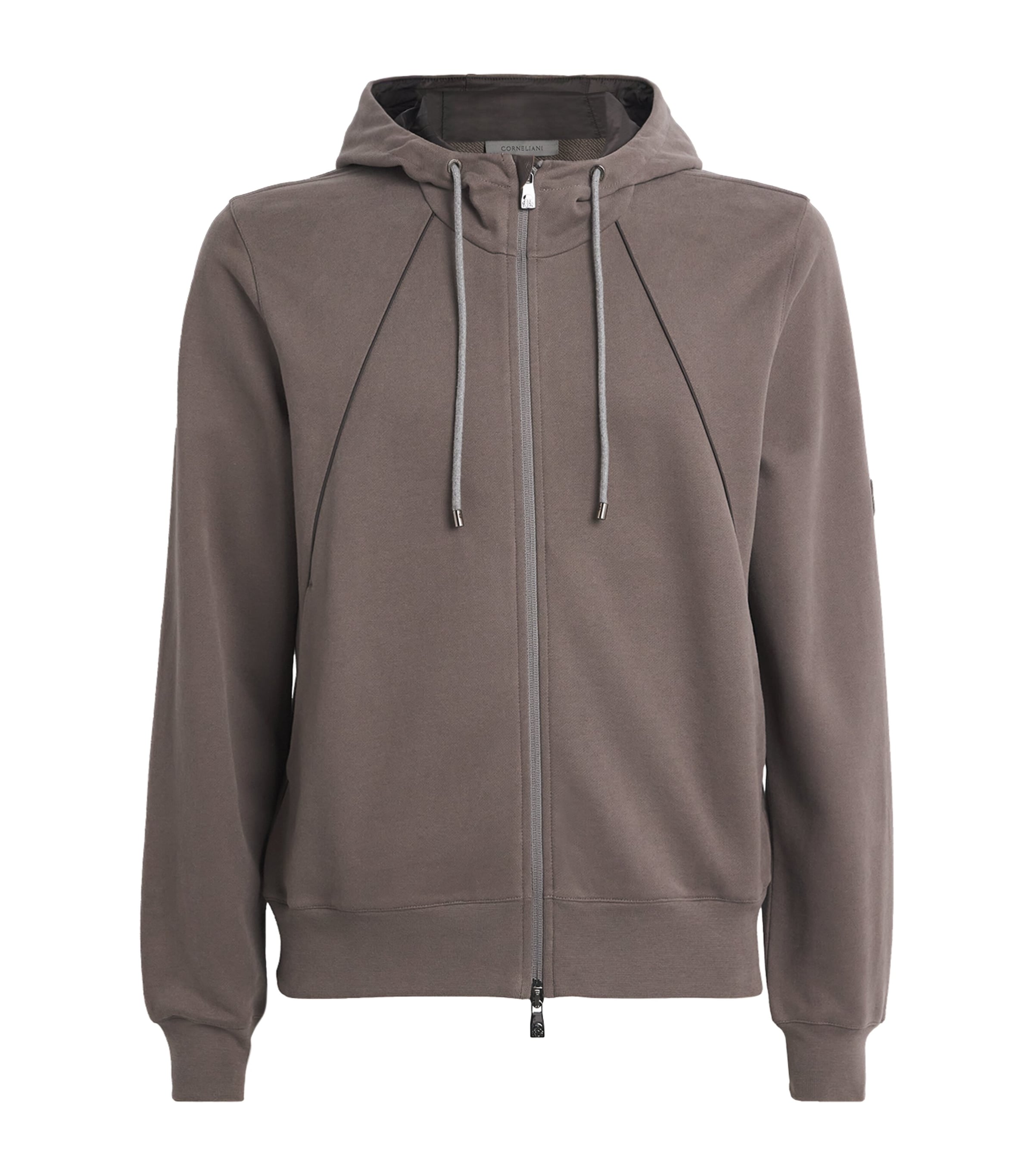 Corneliani Cotton Zip Hoodie In Gray