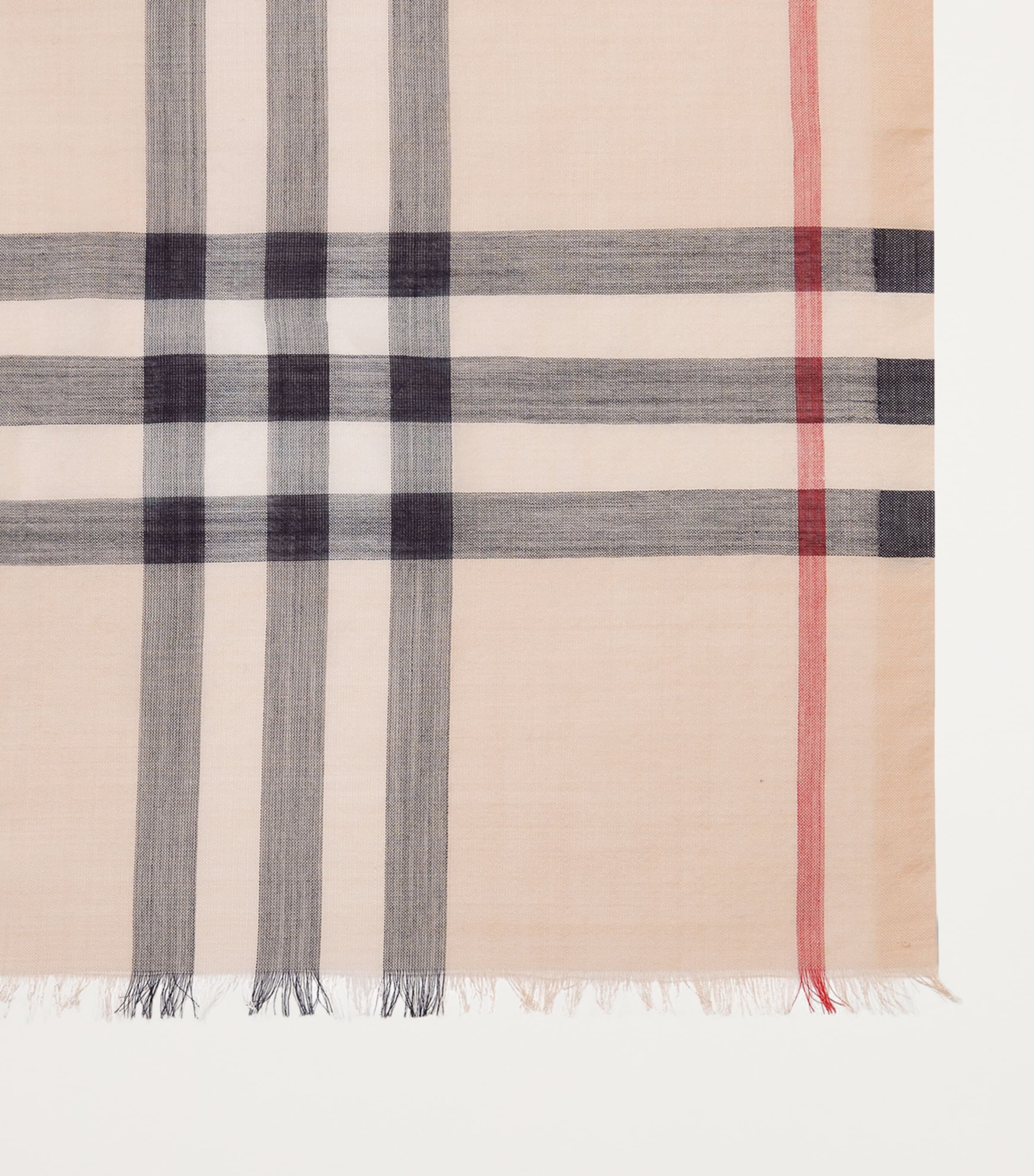 Wool-Silk Check Scarf STONE CHECK Image 2