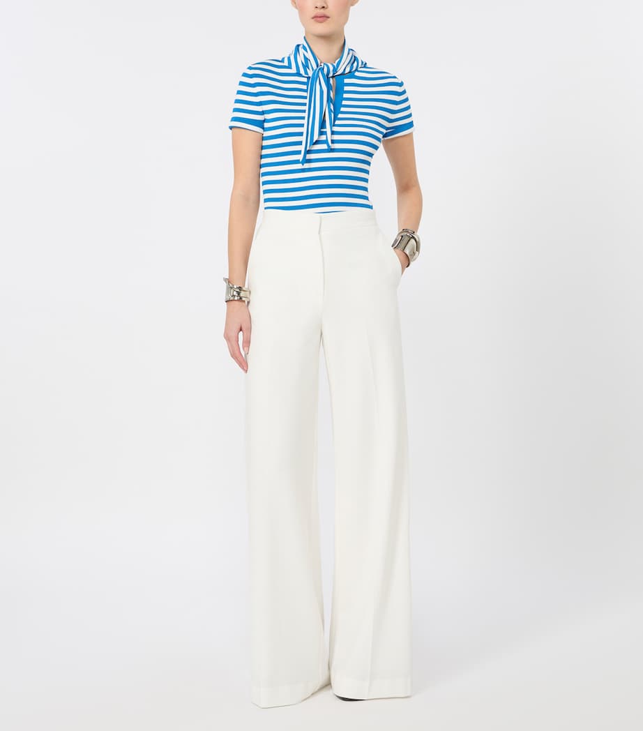 Max Mara Womens Scarf-Detail Stripe T-Shirt White Image 2