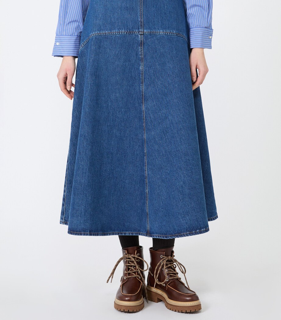 Weekend Max Mara Womens Denim Midi Skirt Navy Image 3