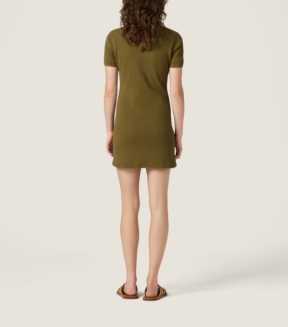 Miu Miu Womens Cotton Tie-Detail Mini Dress Green Image 3