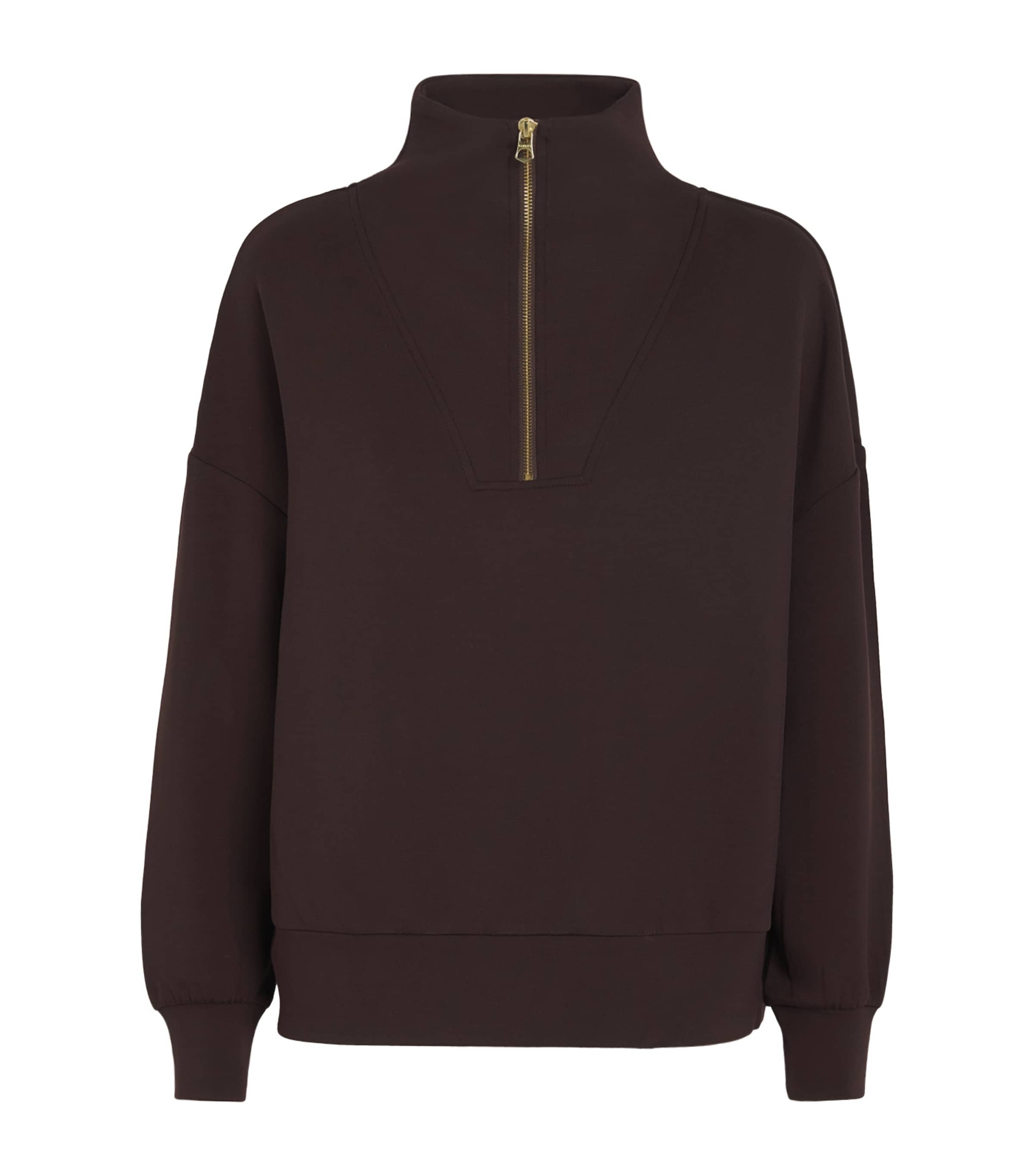 Varley Doublesoft Hawley Half-zip Sweatshirt In Brown