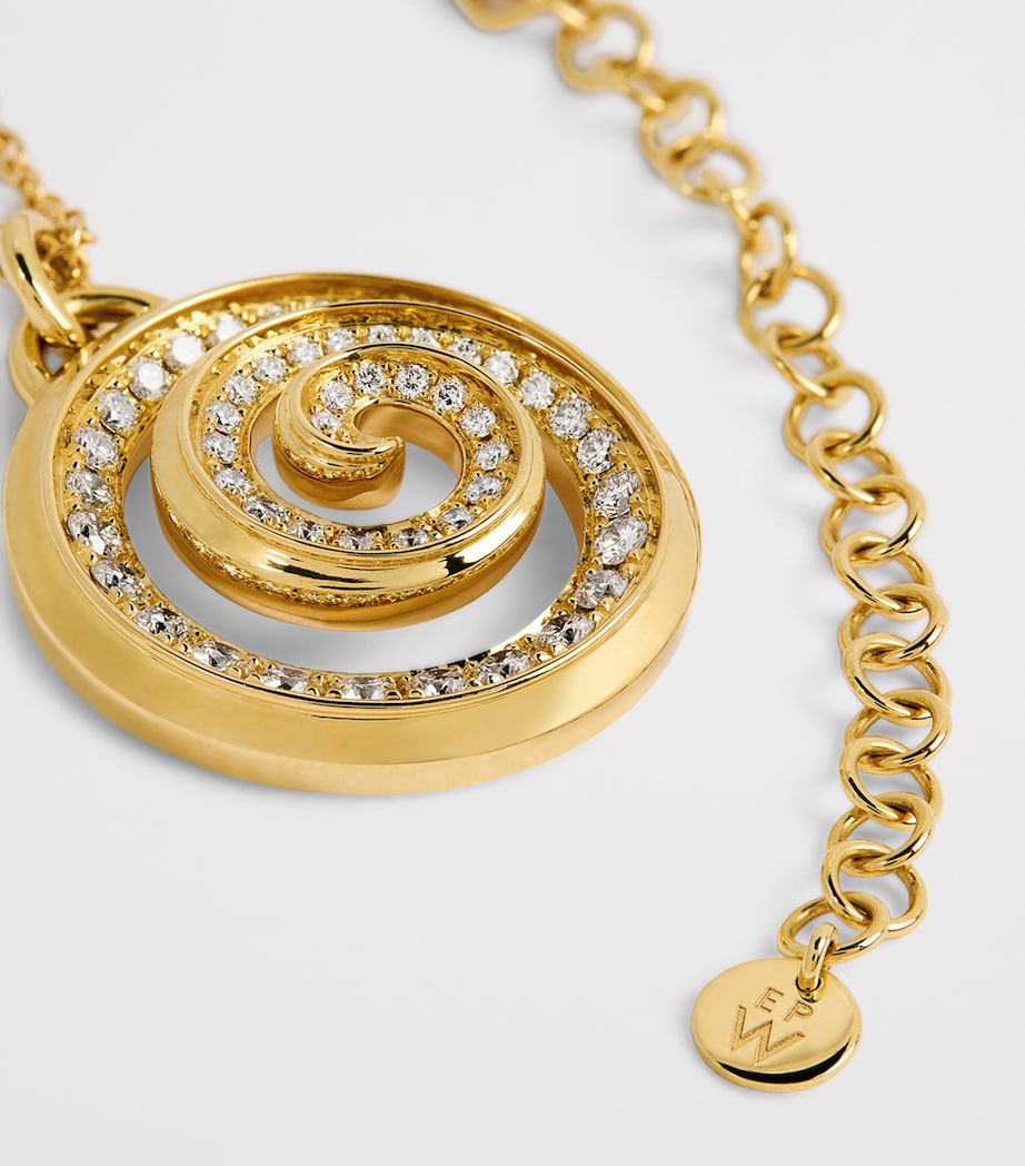 Yellow Gold and Diamond Spiral Necklace YELLOW GOLD Image 4