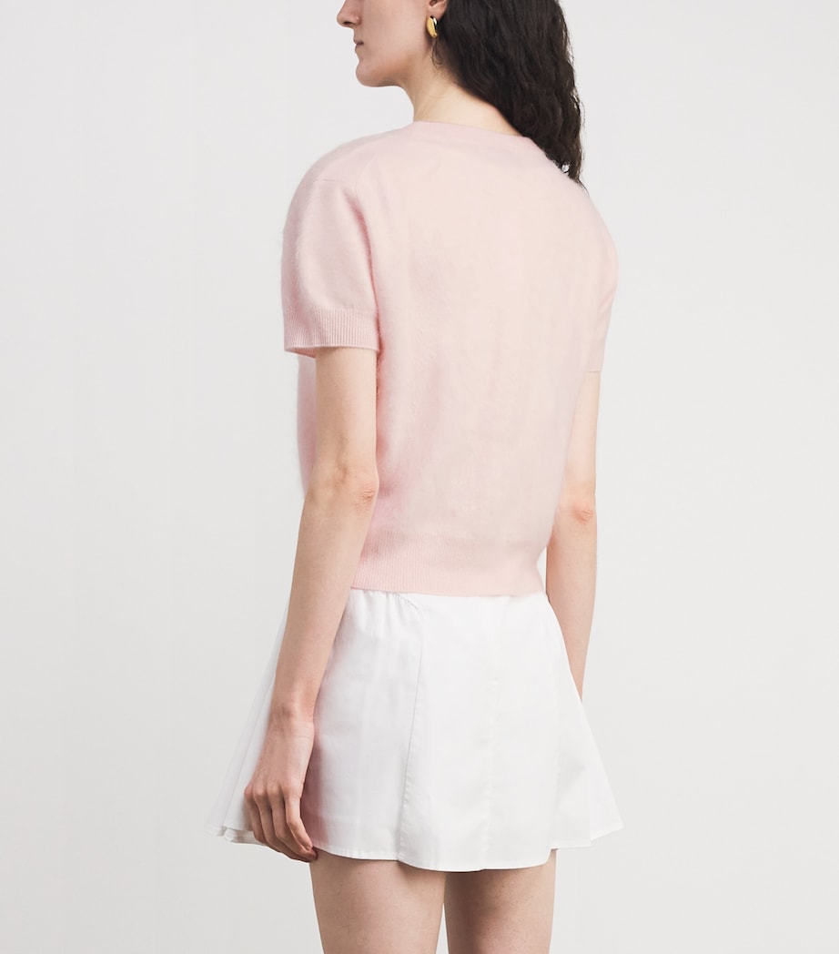 Soft Goat Womens Cashmere Short-Sleeve Cardigan Powder Image 5