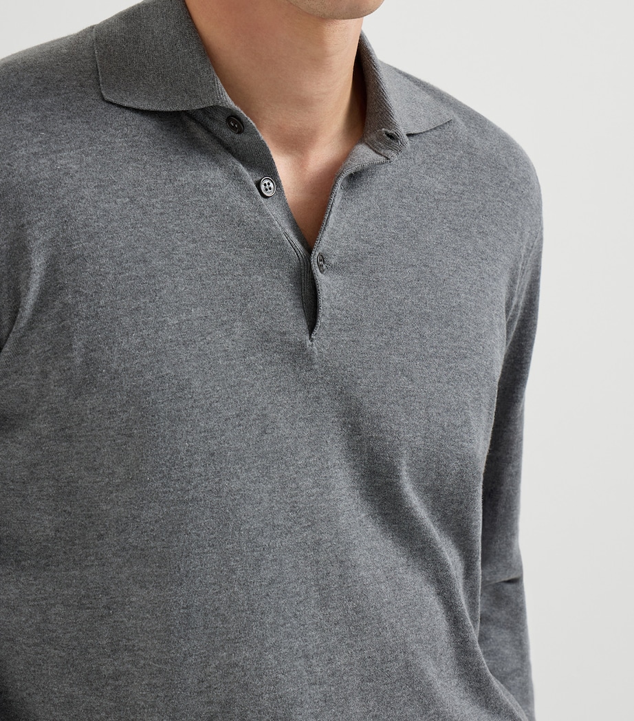 Brunello Cucinelli Mens Cotton Polo Sweater Image 6