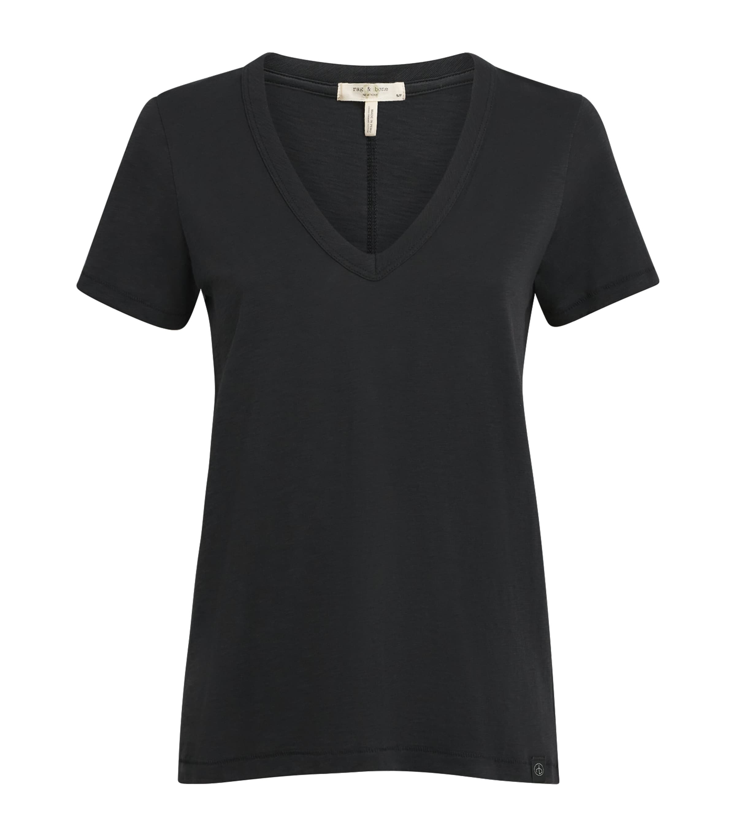 Rag & Bone Pima Cotton The Slub Vee T-shirt In Black