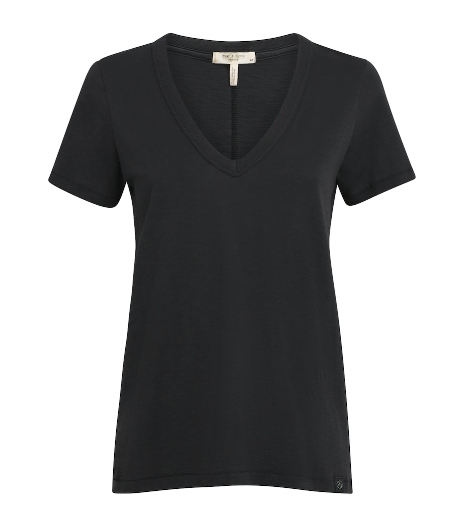 Pima Cotton The Slub Vee T-Shirt BLK Image 1